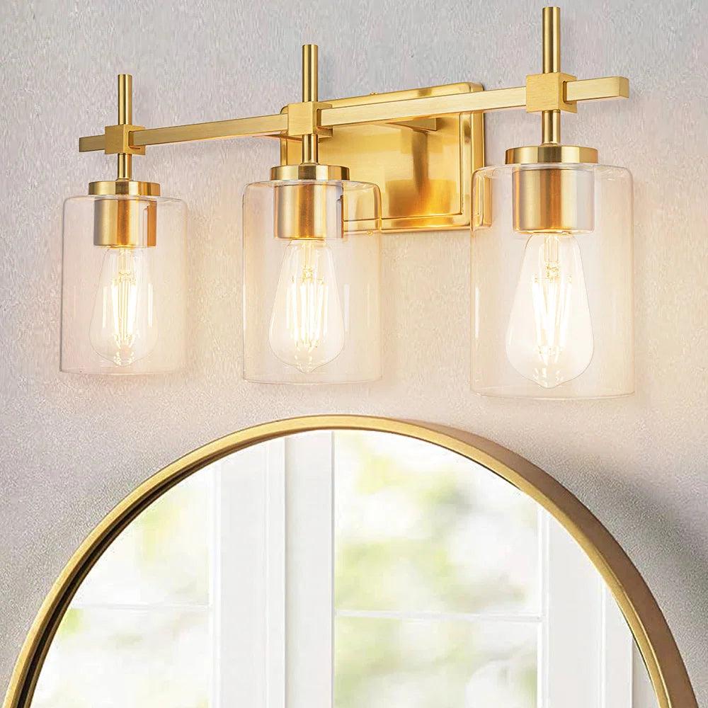 Jasper Modern Clear Glass 3-Light Bathroom Vanity Light Fixture - Perfect for Bathroom, Powder Room & Dressing Room Lighting