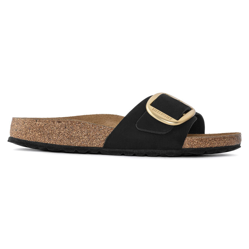 Birkenstock Madrid Big Buckle Sandals - Genuine Nubuck Leather in Black | Comfortable & Stylish Unisex Footwear for Casual Wear, Walking & Outdoor Activities