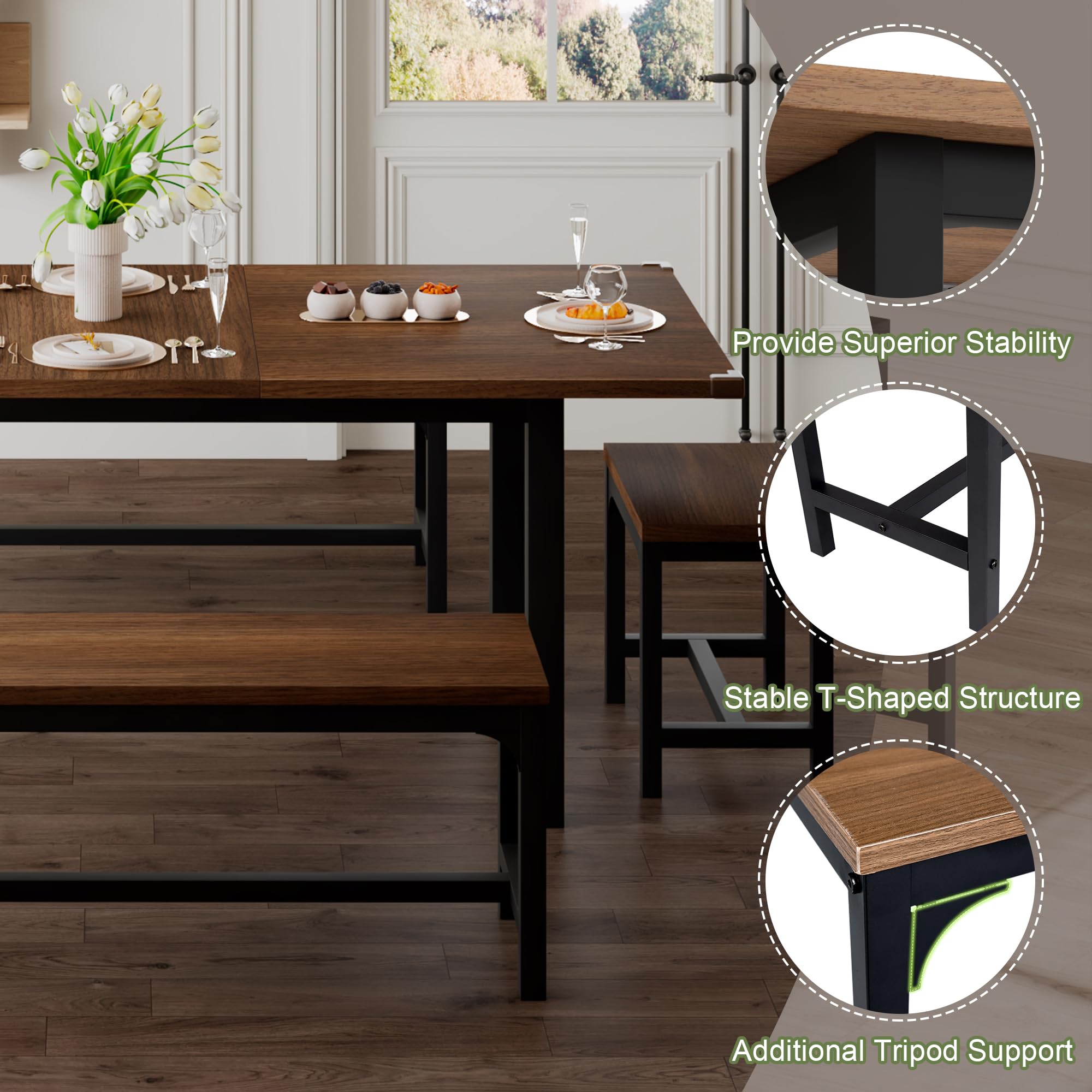 Feonase 5-Piece Extendable Dining Table Set for 4-8 People | 63