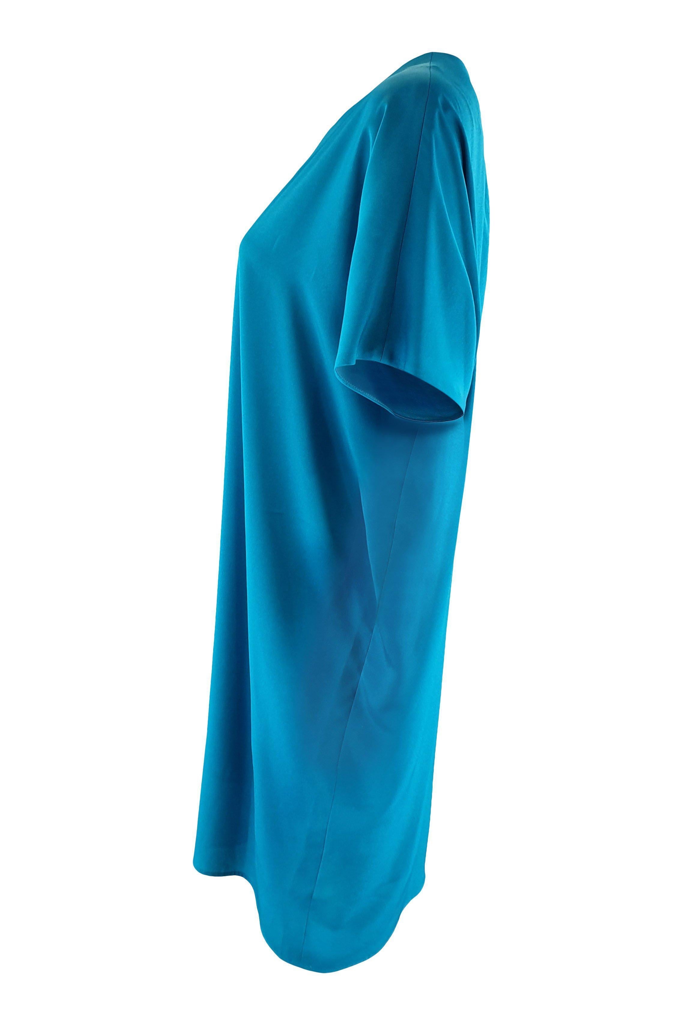 Maison Martin Margiela 2014 Blue Asymmetric Shift Dress Size IT 38 - Elegant Evening Wear for Parties & Special Occasions