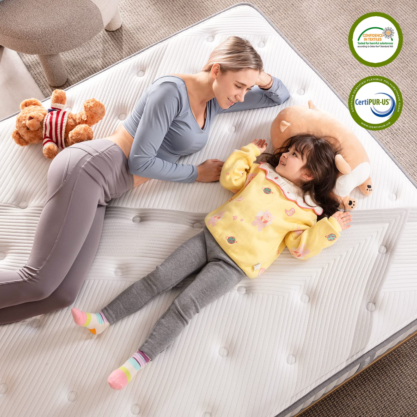 Lechepus 10 Inch Queen Hybrid Mattress in a Box - Memory Foam & Pocket Innersprings for Motion Isolation, Medium Firm Support with Breathable Soft Cover (10-Year Warranty) - Perfect for Bedrooms, Guest Rooms & Apartments