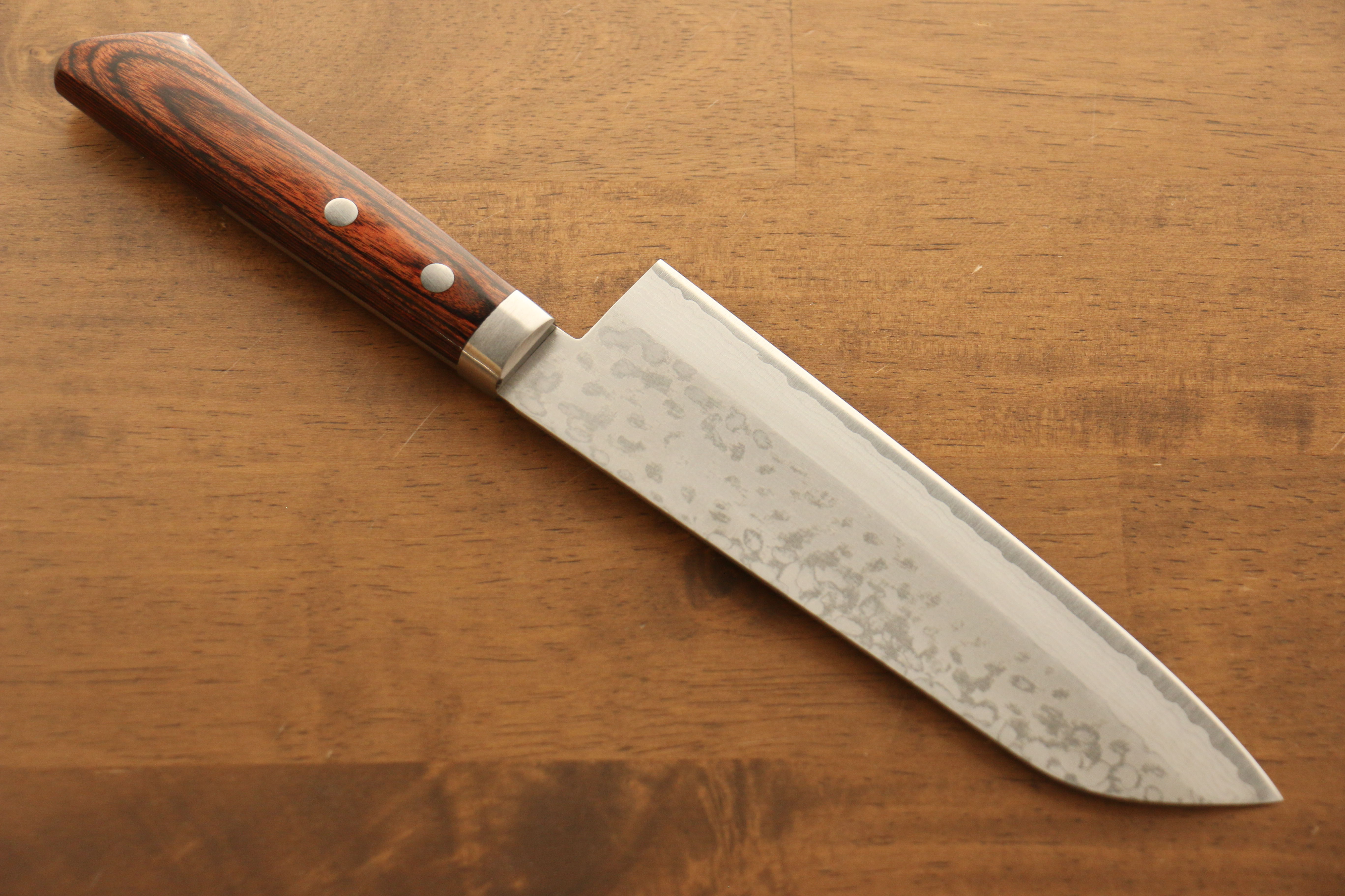 Premium Kunihira Sairyu VG10 Damascus Steel Santoku Knife 170mm with Mahogany Handle - Japanese Kitchen Knife for Professional Chefs & Home Cooking, Perfect for Slicing, Dicing & Chopping Vegetables, Meat & Fish