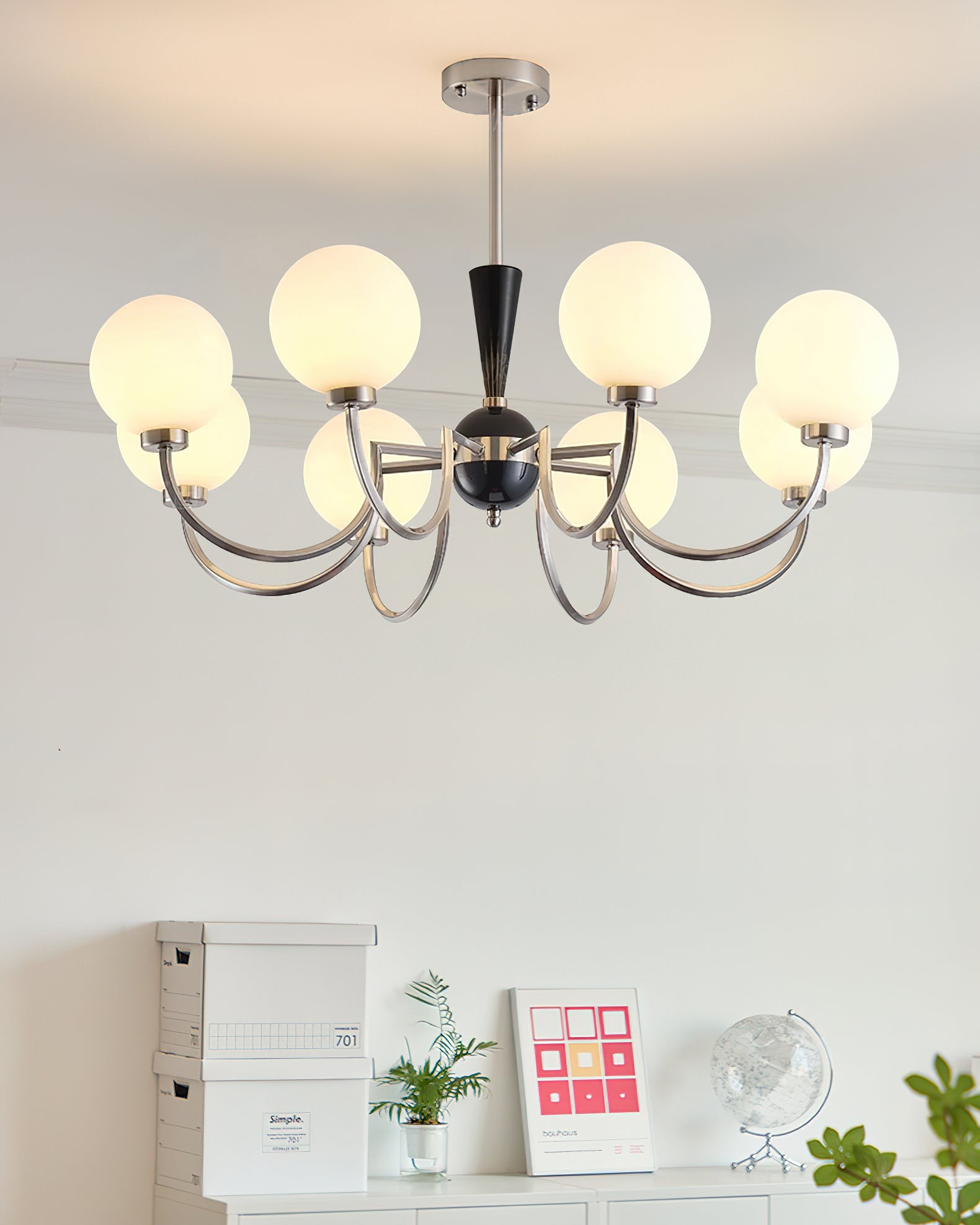 Alana Globe Chandelier - Modern Crystal Glass Ceiling Light Fixture for Dining Room, Living Room & Bedroom | Elegant Lighting Decor for Home & Office Spaces