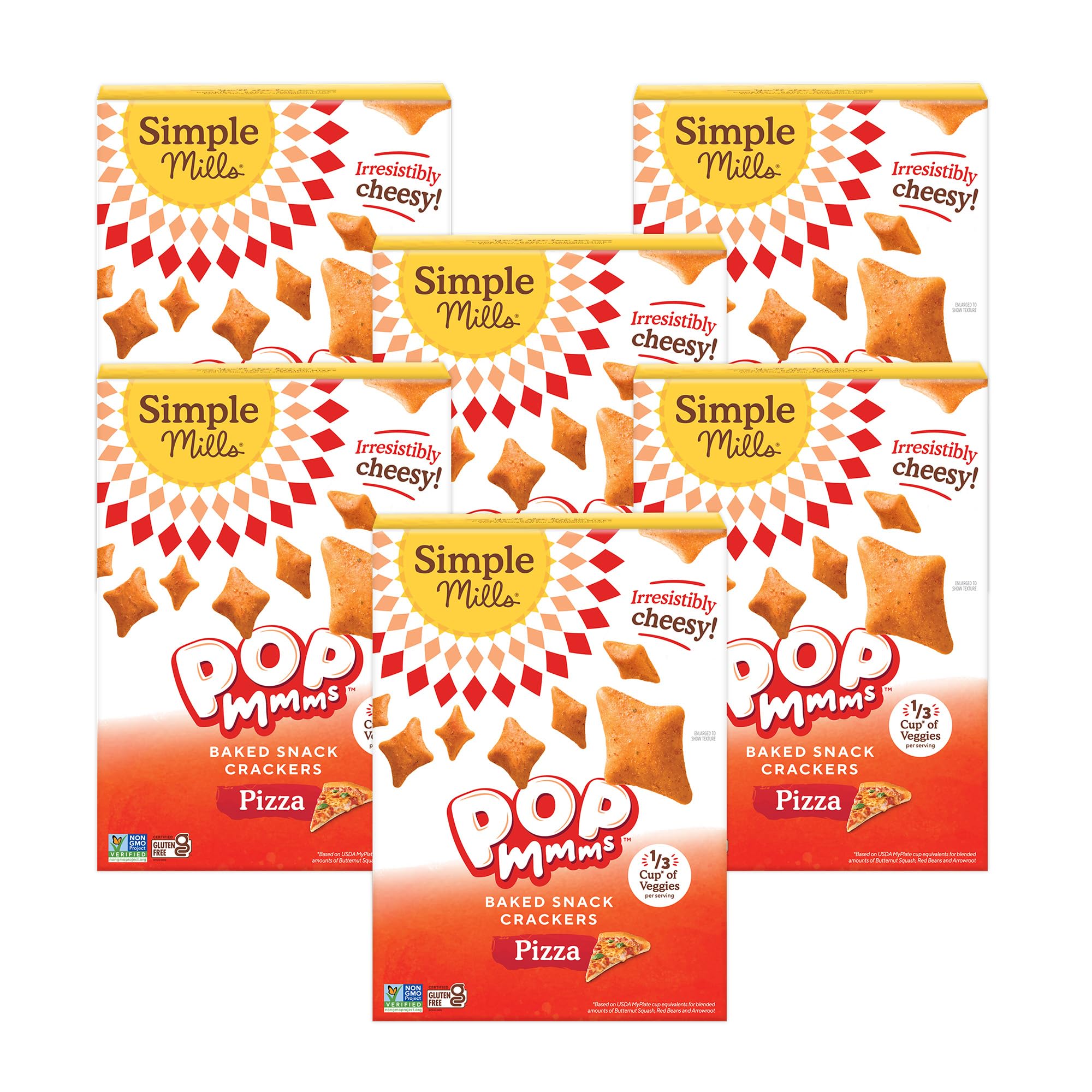 Simple Mills Gluten Free Pizza Baked Snack Crackers - Non-GMO, Kosher, No Artificial Ingredients, 4oz (6 Pack) | Healthy School Lunch & Party Snacks for Kids & Adults