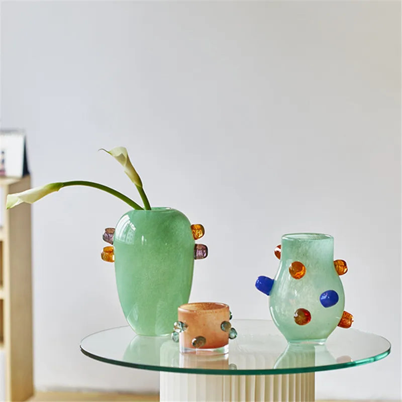 Gemstone Cluster Glass Vase & Candle Holder - Elegant Home Decor for Centerpieces, Wedding Decorations & Boho Style Interior Design