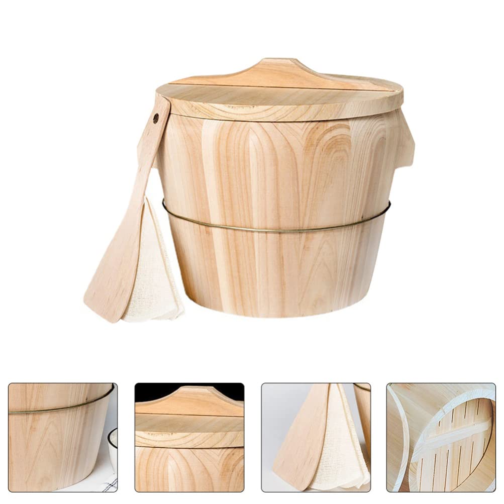 Premium Wooden Rice Storage Container with Lid - Cabilock Rice Steamer & Organizer for Kitchen Pantry, Food Bucket, Household Storage | Perfect for Rice, Grains, Flour & Dry Food Organization