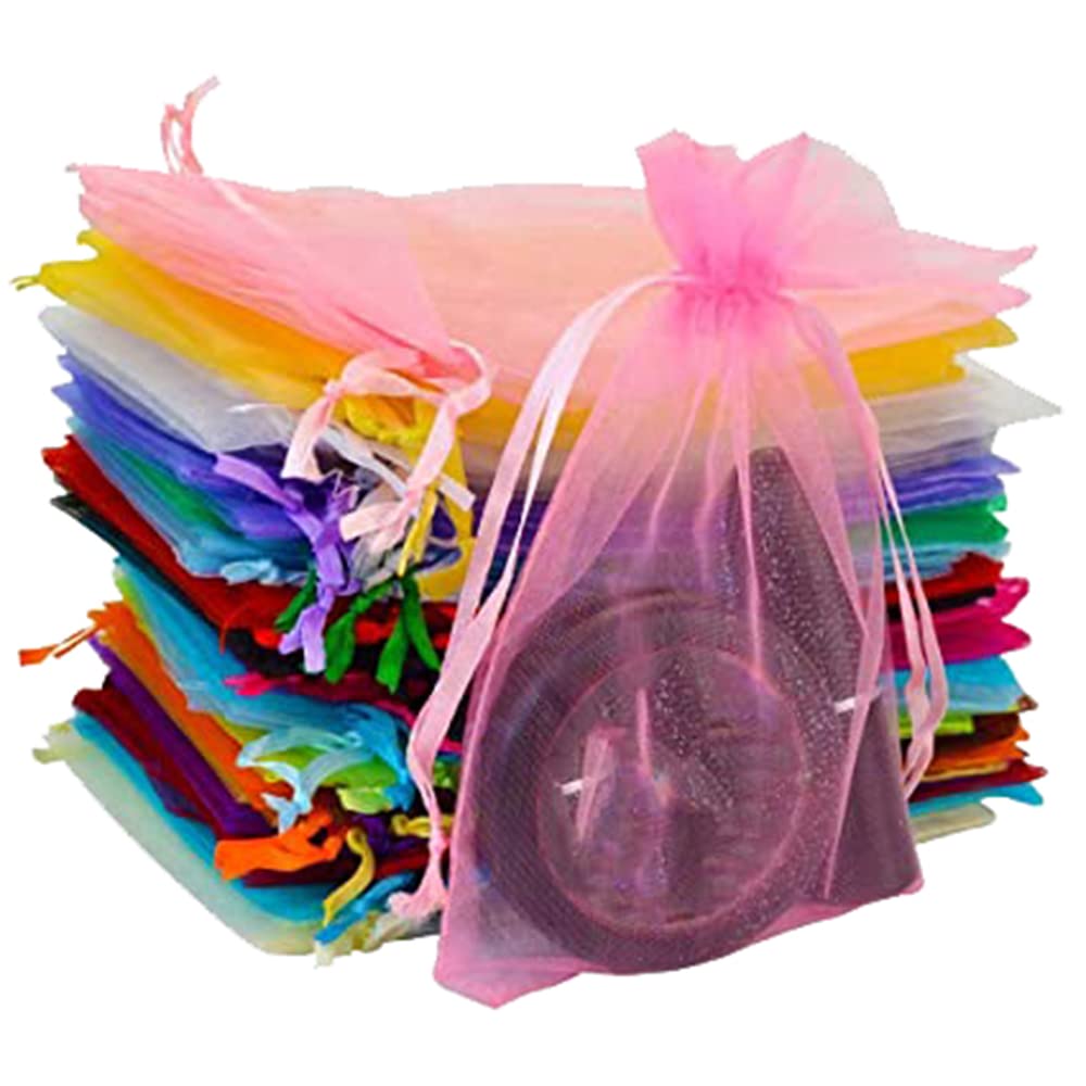DMS RETAIL Organza Drawstring Pouch Bags 7x10 cm (Pack of 20) - Wedding Favor Bags, Gift Bags, Dry Fruit Packaging - Perfect for Bridal Showers, Baby Showers, Party Favors and Special Occasions