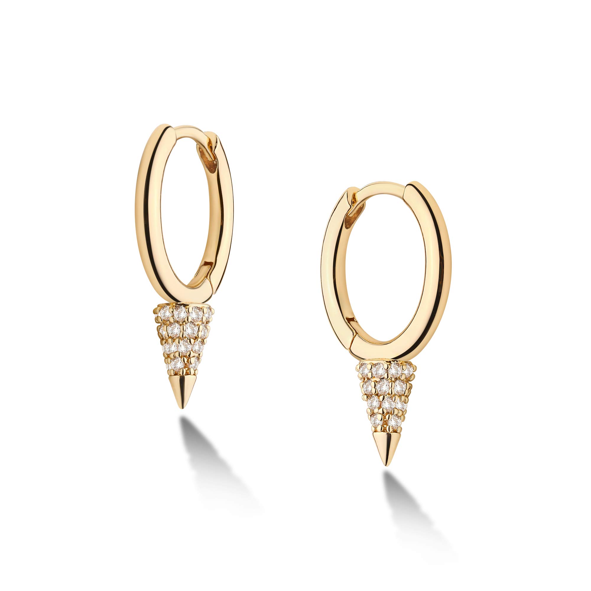 14K Gold Plated Huggie Hoop Earrings for Women - Minimalist Spike Design, Lightweight & Comfortable - Perfect for Everyday Wear, Parties & Gifts