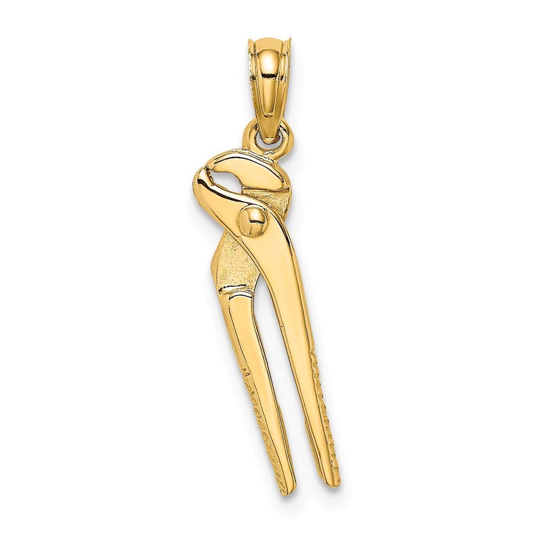 10mm 14k Gold 3D Locking Wrench Movable Charm Pendant Necklace for Women - Adjustable Jewelry Gift for Her, Perfect for Birthday, Anniversary & Everyday Wear