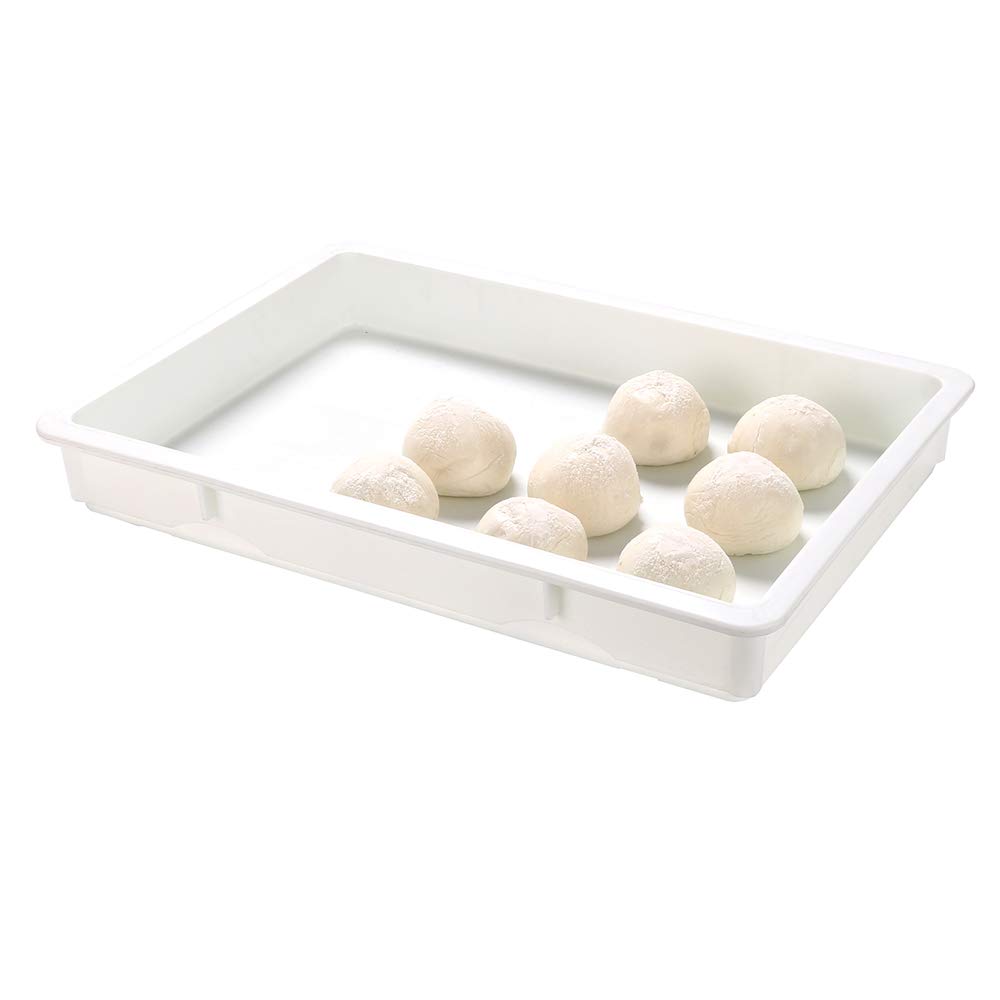 26 x 18 x 3 Inch White Plastic Proofing Box - Stackable Pizza Dough Riser with Lid (Sold Separately), Dishwasher Safe & Durable for Home Bakeries, Restaurants & Commercial Kitchens - Perfect for Bread, Pastry & Pizza Dough Proofing