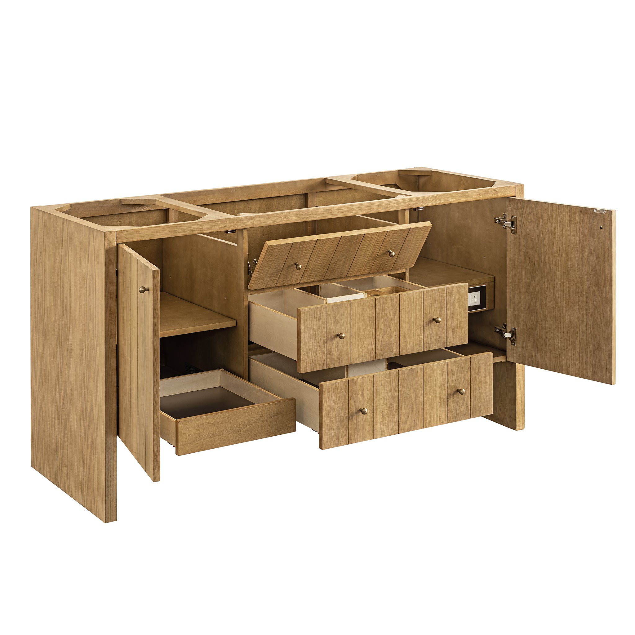 60-Inch Hudson Single Bathroom Vanity in Light Natural Oak – Perfect for Modern and Farmhouse Bathroom Designs
