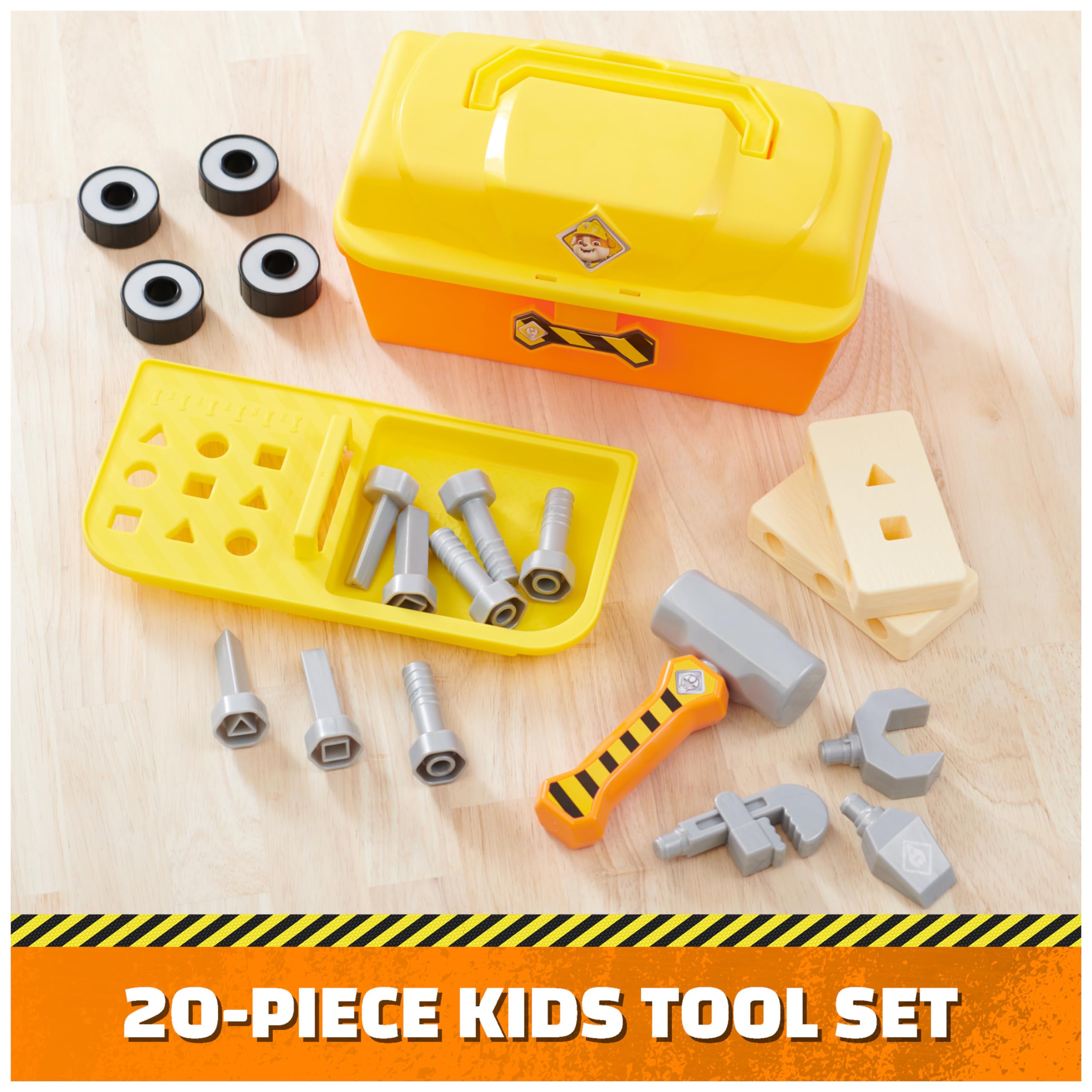 PAW Patrol Rubble & Crew Construction Toolbox with 4-Piece Kids Tool Set - Building Toys for Pretend Play, Perfect Gift for Boys & Girls Ages 3+ | STEM Learning & Role-Playing Fun