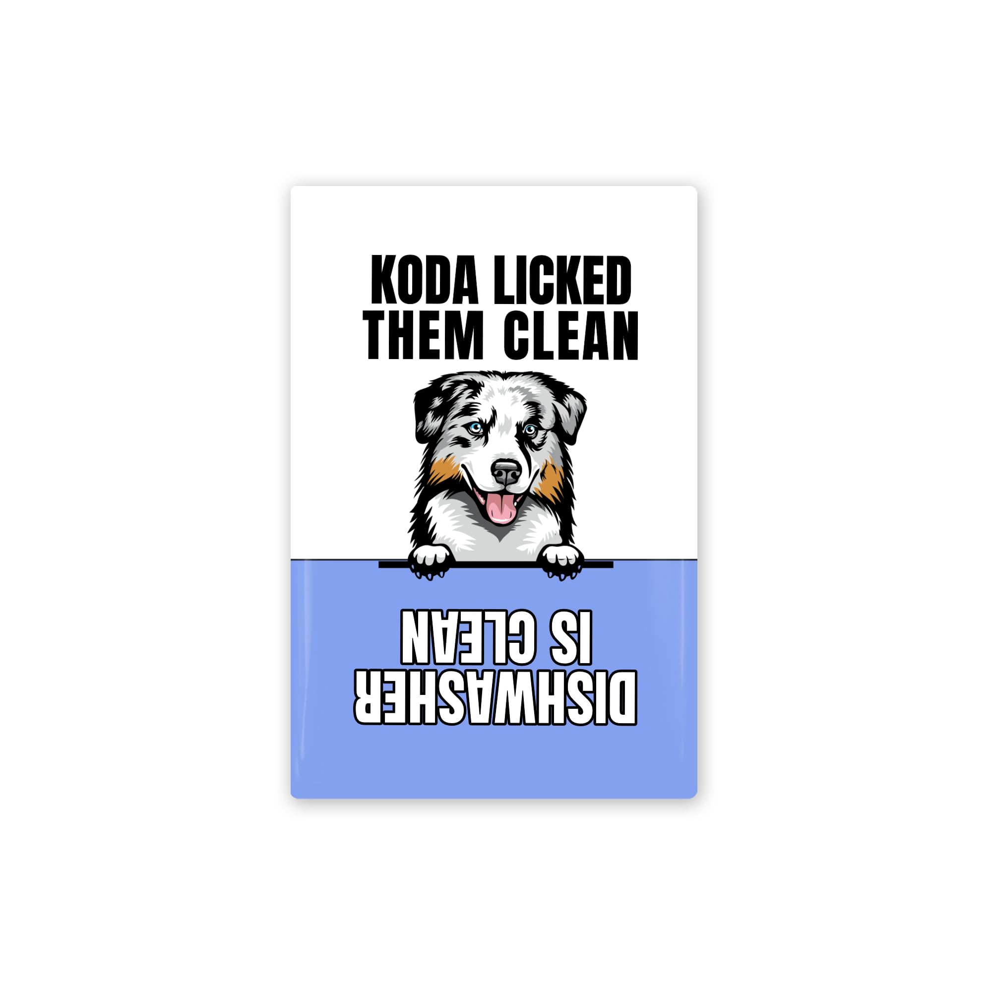 2x3 Inch Peeking Australian Shepherd Funny Dishwasher Magnet - Personalized Dog Licked Them Clean - Perfect for Kitchen Decor & Funny Gift Idea