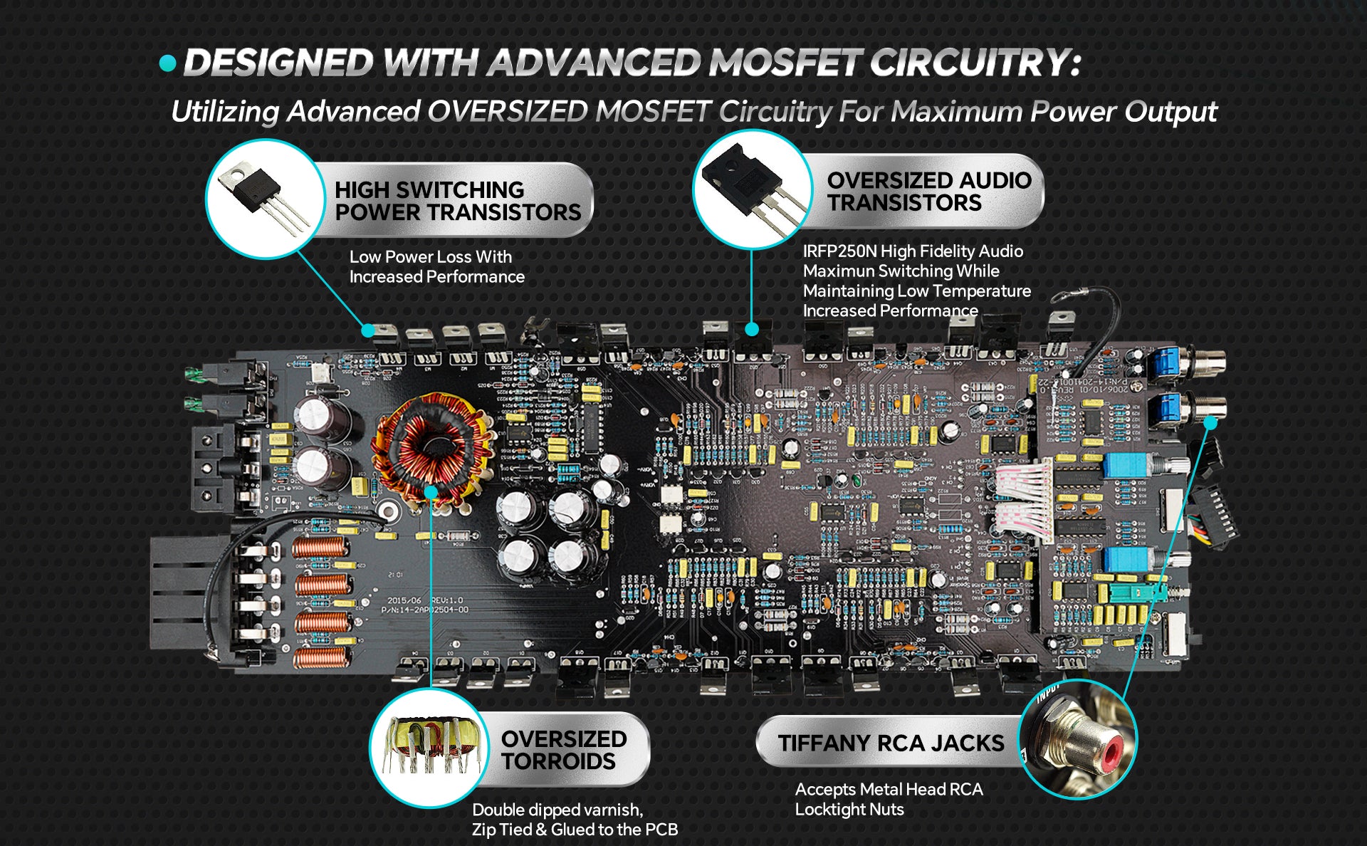 4 Channel Class A/B Mosfet Power Amplifier - APDLO 2504 High Power Car Audio Amp for Home Theater & Professional Sound Systems