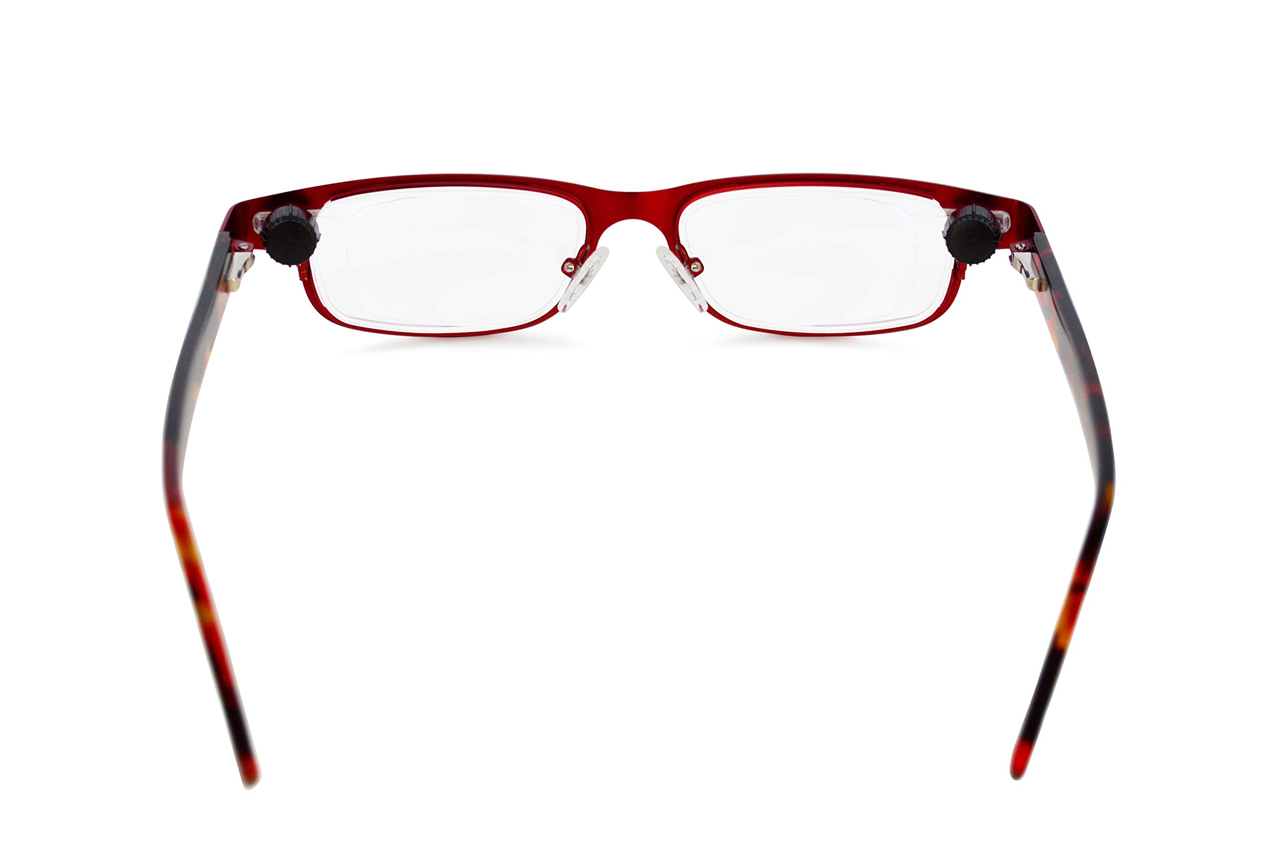 Self-Adjusting Reading Glasses - Oxford Style Frame with Ruby Red Lenses for Men & Women - Perfect for Reading, Computer Work & Fashion Accessory