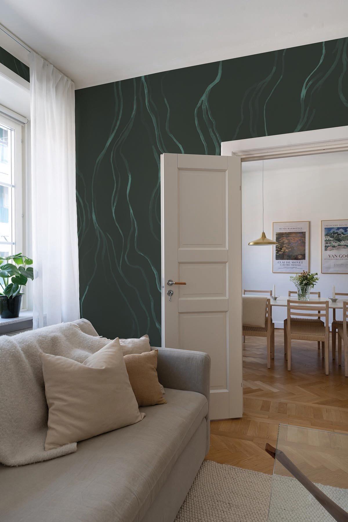 Organic Dark Green Lines - Premium Quality for Home Decor, Fashion & DIY Projects