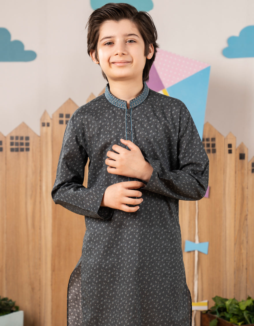 Premium Cotton Grey Kurta for Men by J. Junaid Jamshed - Traditional Pakistani Ethnic Wear for Casual Outings & Festive Occasions