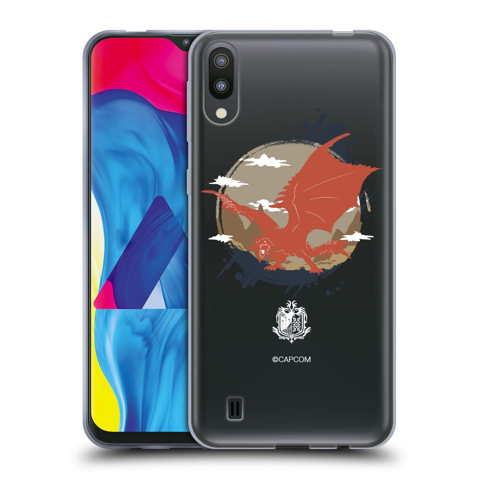 Monster Hunter World Rathalos Silhouettes Soft Gel Case for Samsung Galaxy M10 (2019) - Officially Licensed Durable Protection for Everyday Use