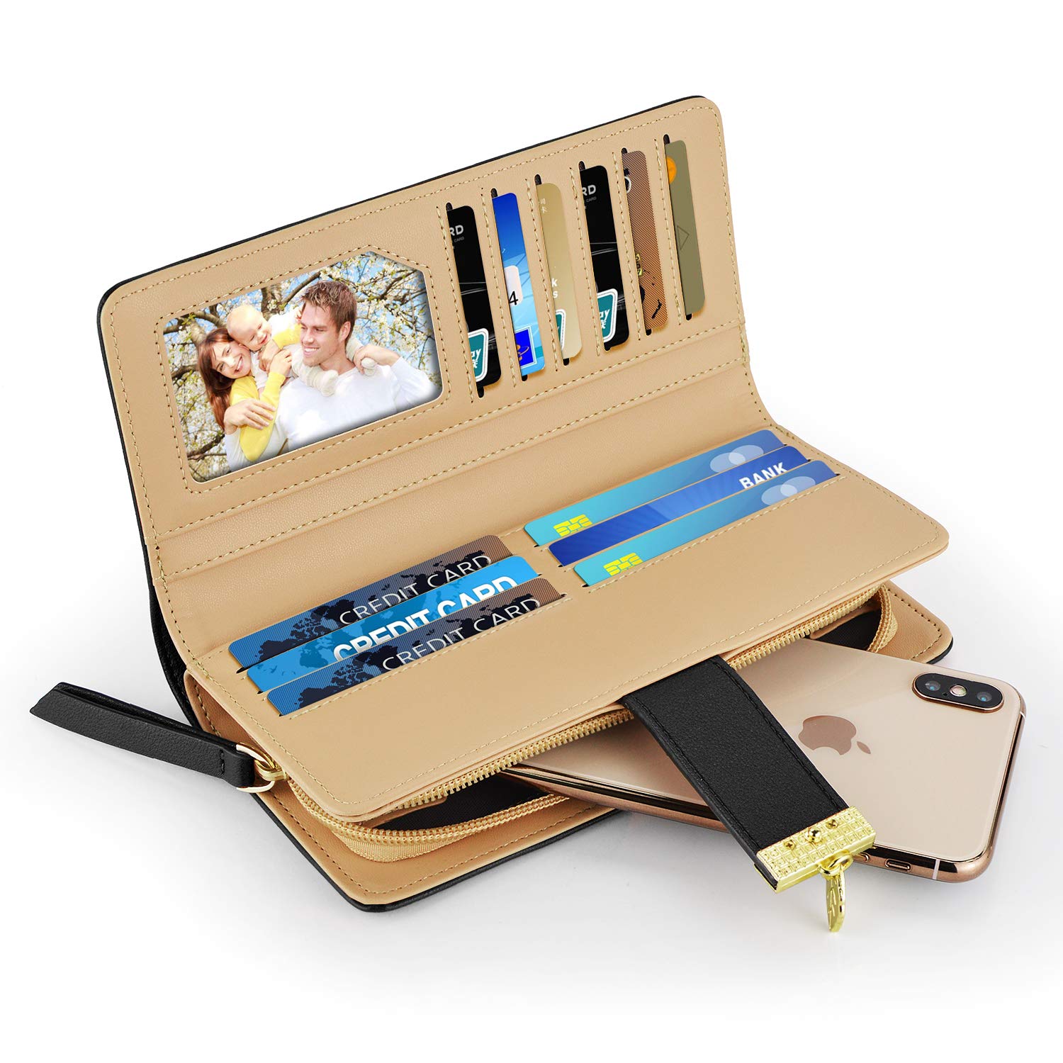 PGXT Women's Leather Bifold Wallet with Hollow Leaf Pattern - Slim Credit Card Holder & Zip Purse for Daily Use - Perfect Gift for Women & Girls (Black) - Ideal for Work, Travel, and Special Occasions like Birthdays & Christmas