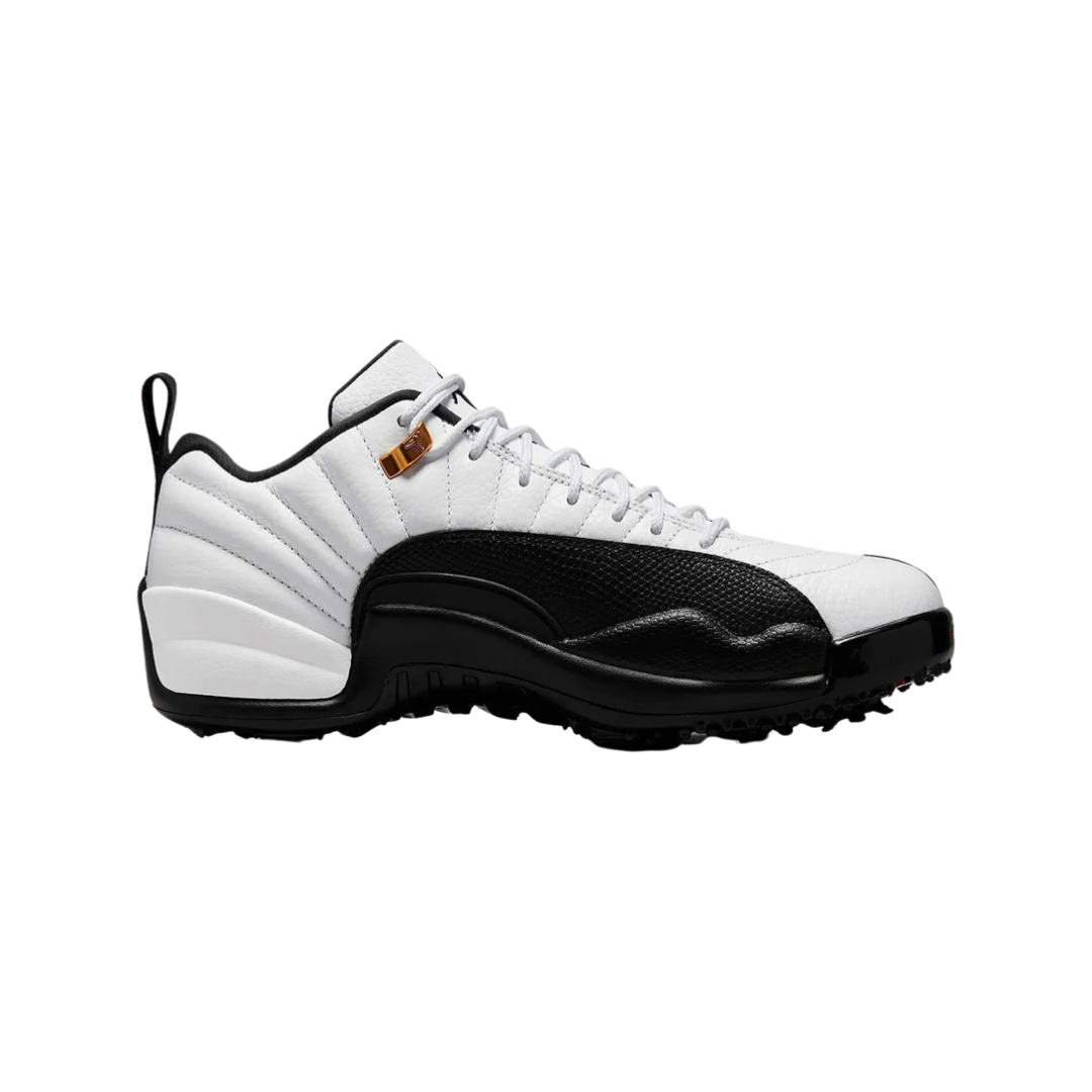 Air Jordan 12 Retro Low Golf Shoes - Men's White & Black Taxi Colorway - Perfect for Golf Course & Casual Streetwear