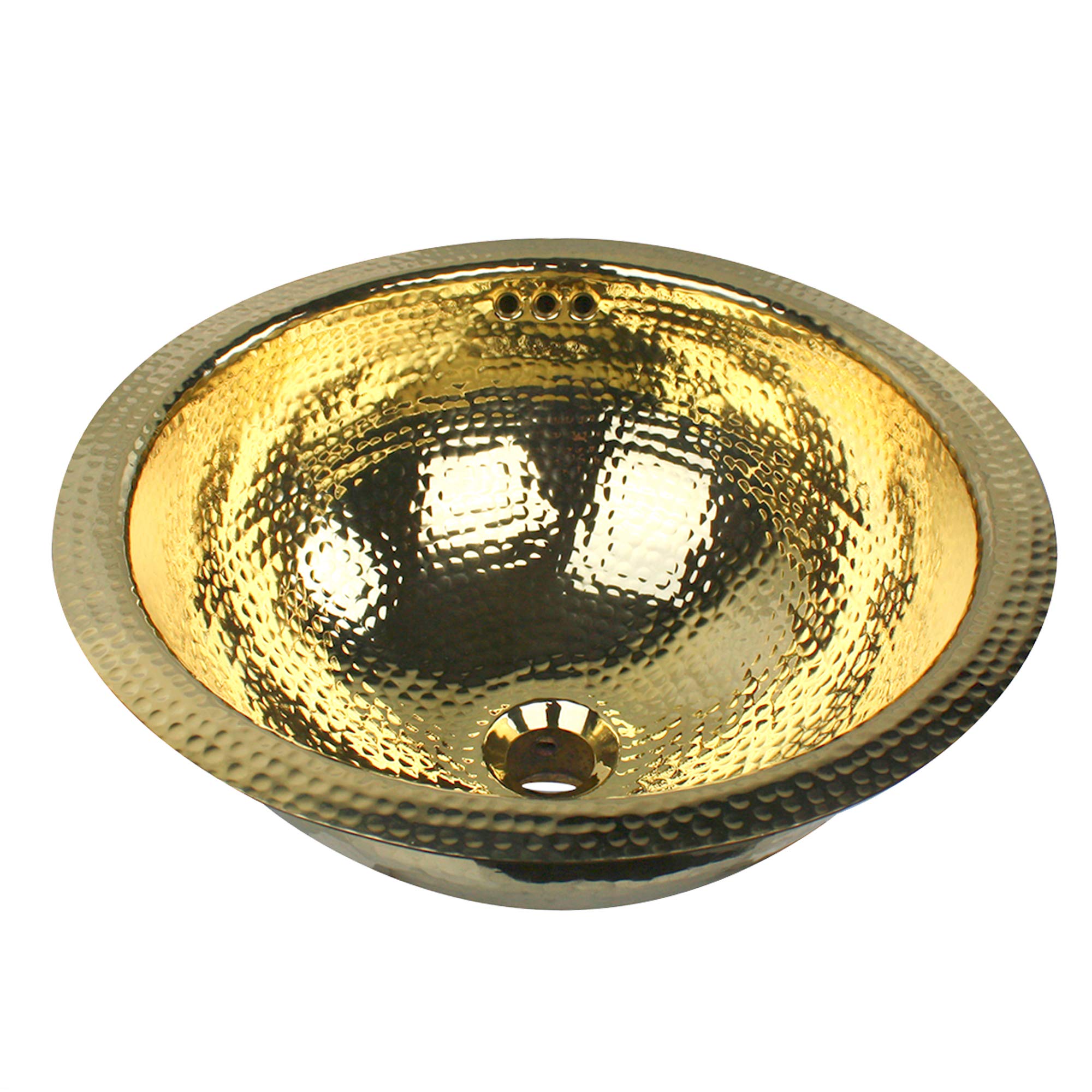 Handcrafted 15-Inch Hammered Round Vanity Sink - Solid Brass Nantucket Sinks RLB-OF for Bathroom Remodel | Farmhouse & Coastal Style Decor