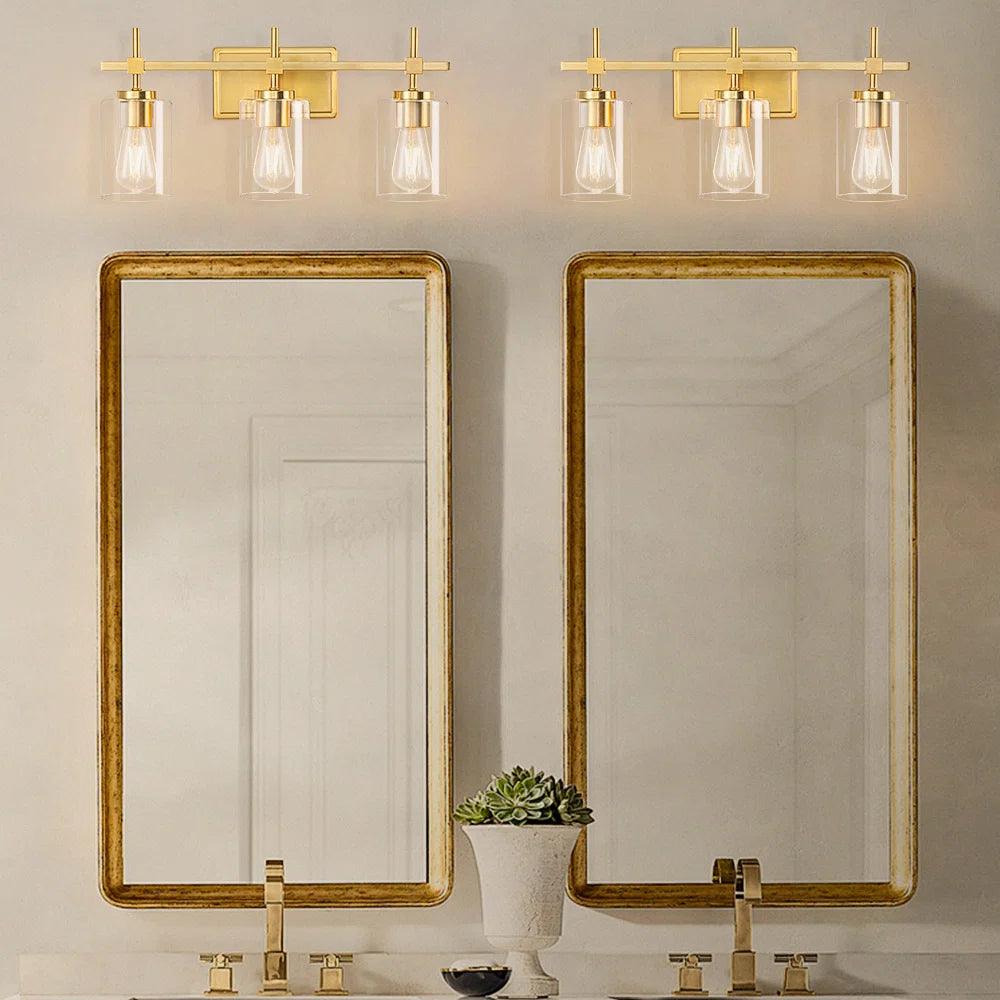 Jasper Modern Clear Glass 3-Light Bathroom Vanity Light Fixture - Perfect for Bathroom, Powder Room & Dressing Room Lighting