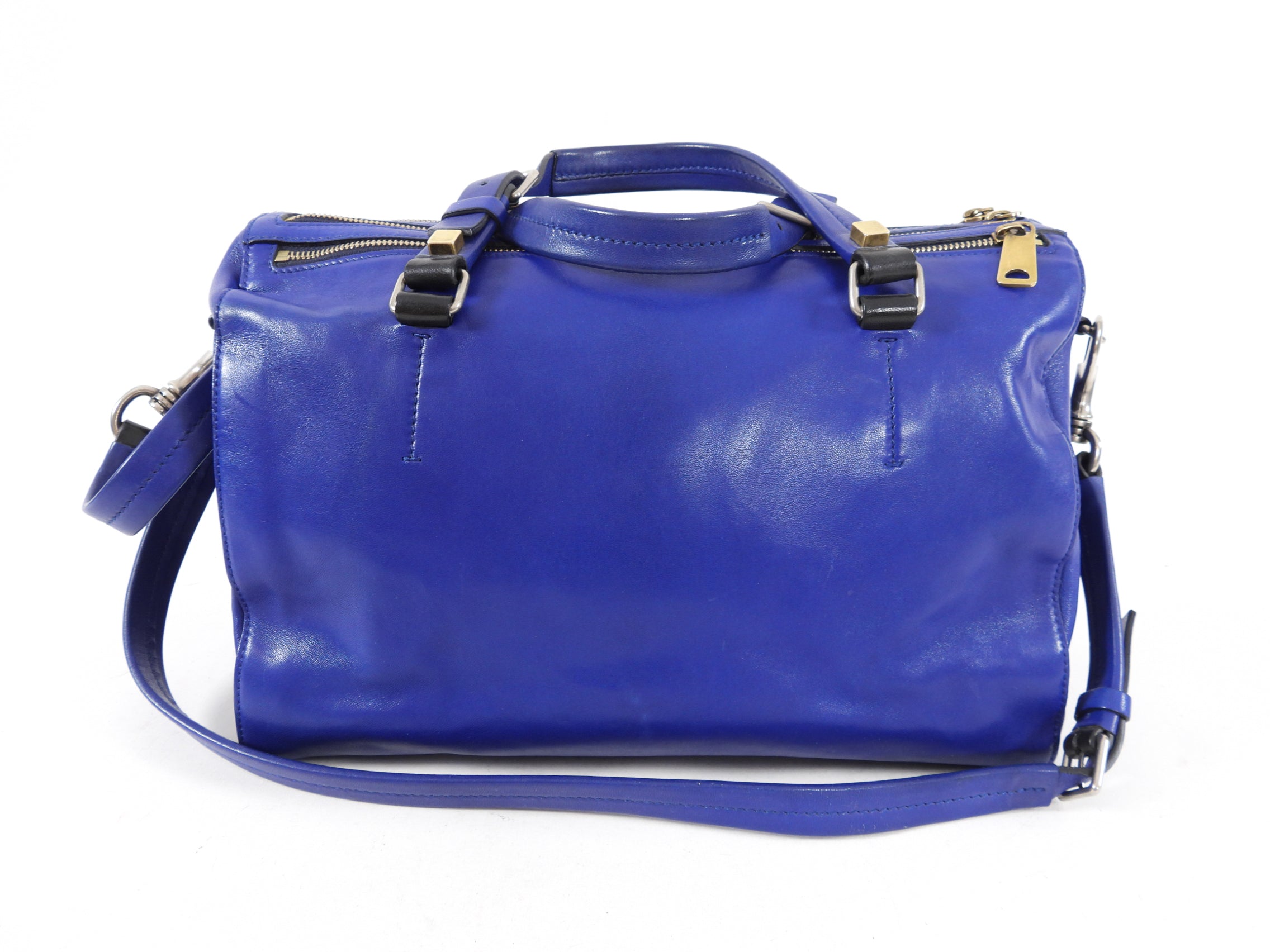 Celine Blue Leather Duffle Bag - Two-Way Carry Handbag for Women | Perfect for Travel, Work & Everyday Use
