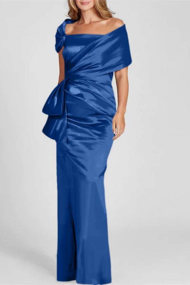 Elegant Off-The-Shoulder Floor-Length Mother of the Bride Dress CM0336 - Perfect for Weddings, Formal Events & Special Occasions