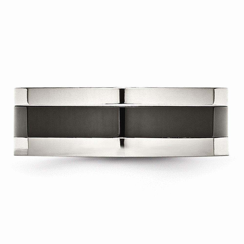 Premium Solid Stainless Steel Wedding Band Ring with Black Ceramic Center - Durable, Hypoallergenic Jewelry for Men & Women - Perfect for Anniversaries, Engagements and Everyday Wear