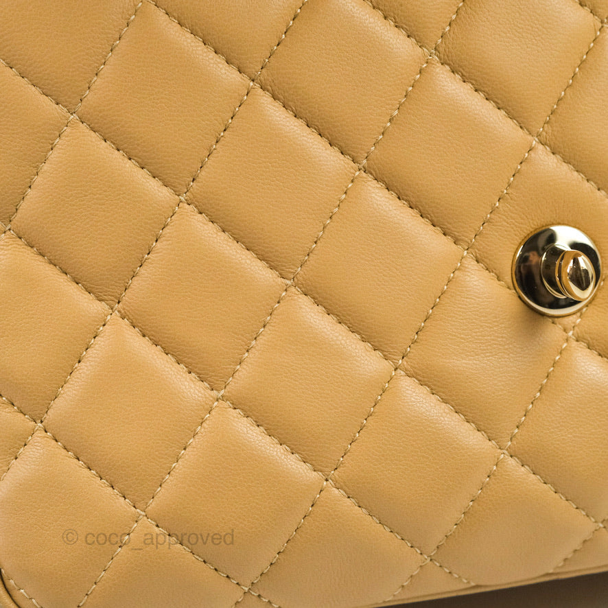 Vintage Chanel Coco Camera Bag in Beige Calfskin Leather with Gold Hardware - Perfect for Everyday Use, Travel & Special Occasions