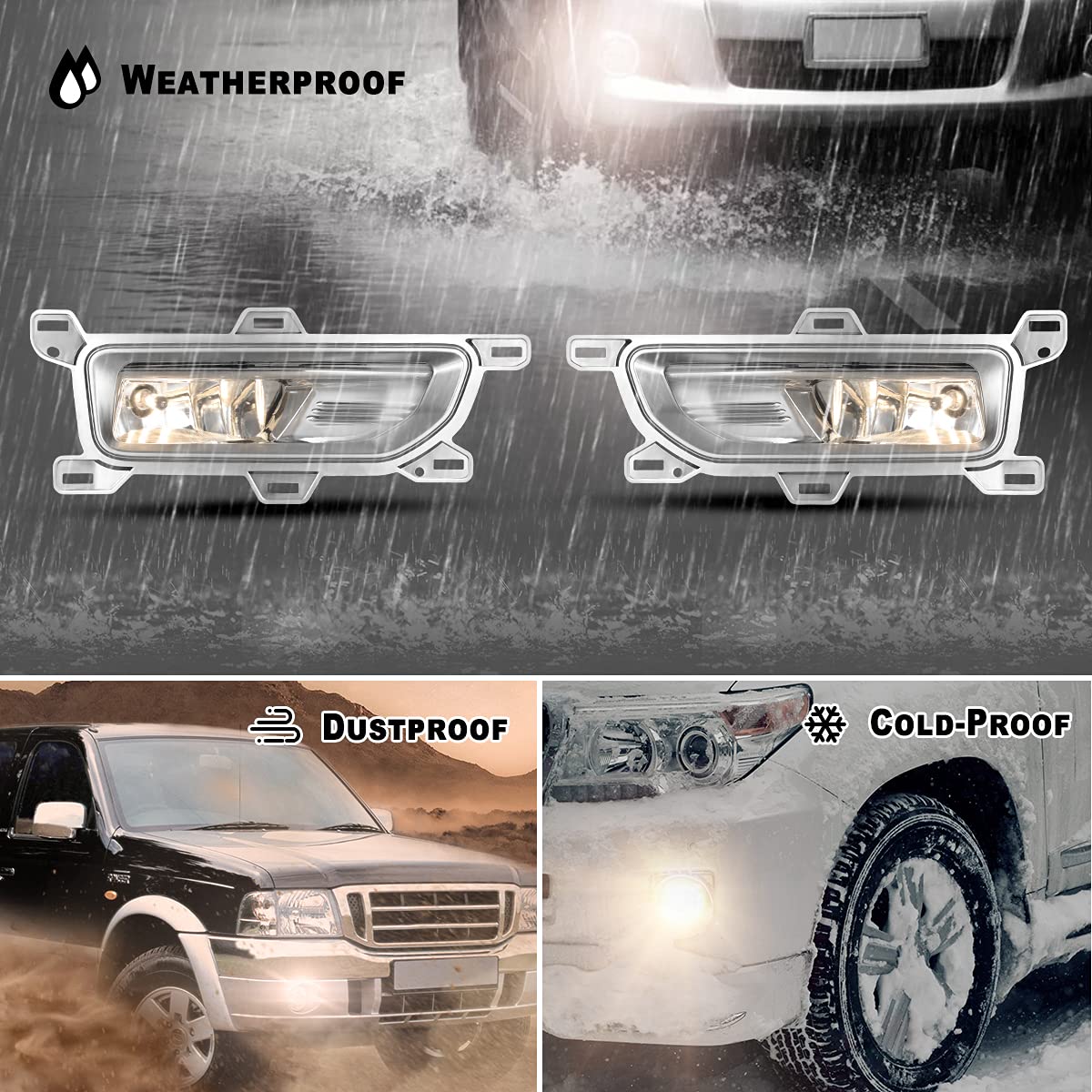 ROXX Fog Lights Assembly for 2020-2025 Nissan Titan - Chrome Bezel Fog Lamps Kit with Wiring Harness & Switch (H8 Halogen Bulb Included) - Perfect for Night Driving & Off-Road Adventures