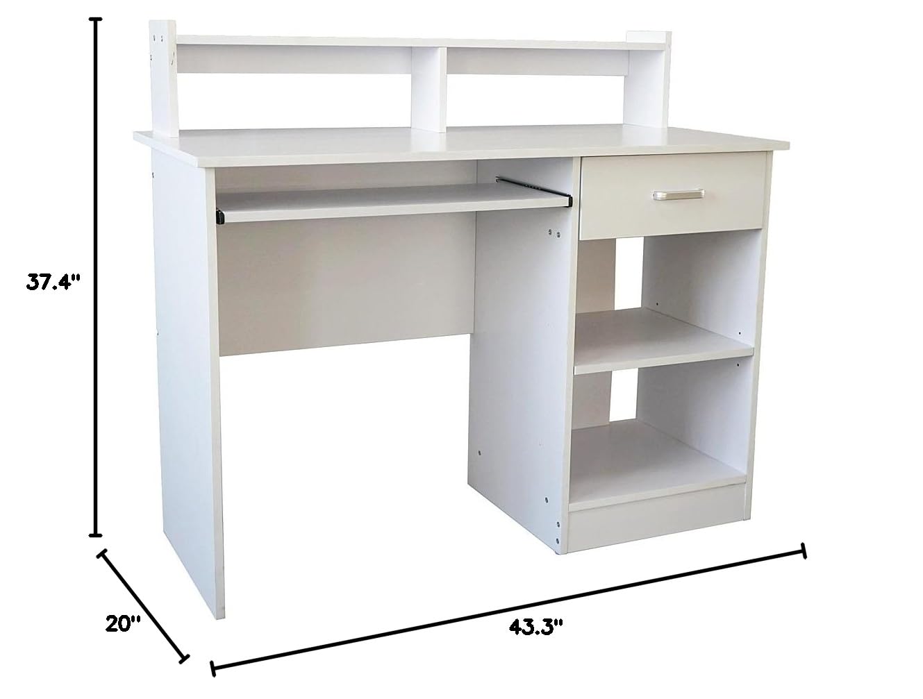 Lykos Modern E1 15MM Chipboard Computer Desk - Sturdy Home Office Desk with Clear Surface, White Finish | Perfect for Small Spaces, Gaming Setup & Remote Work