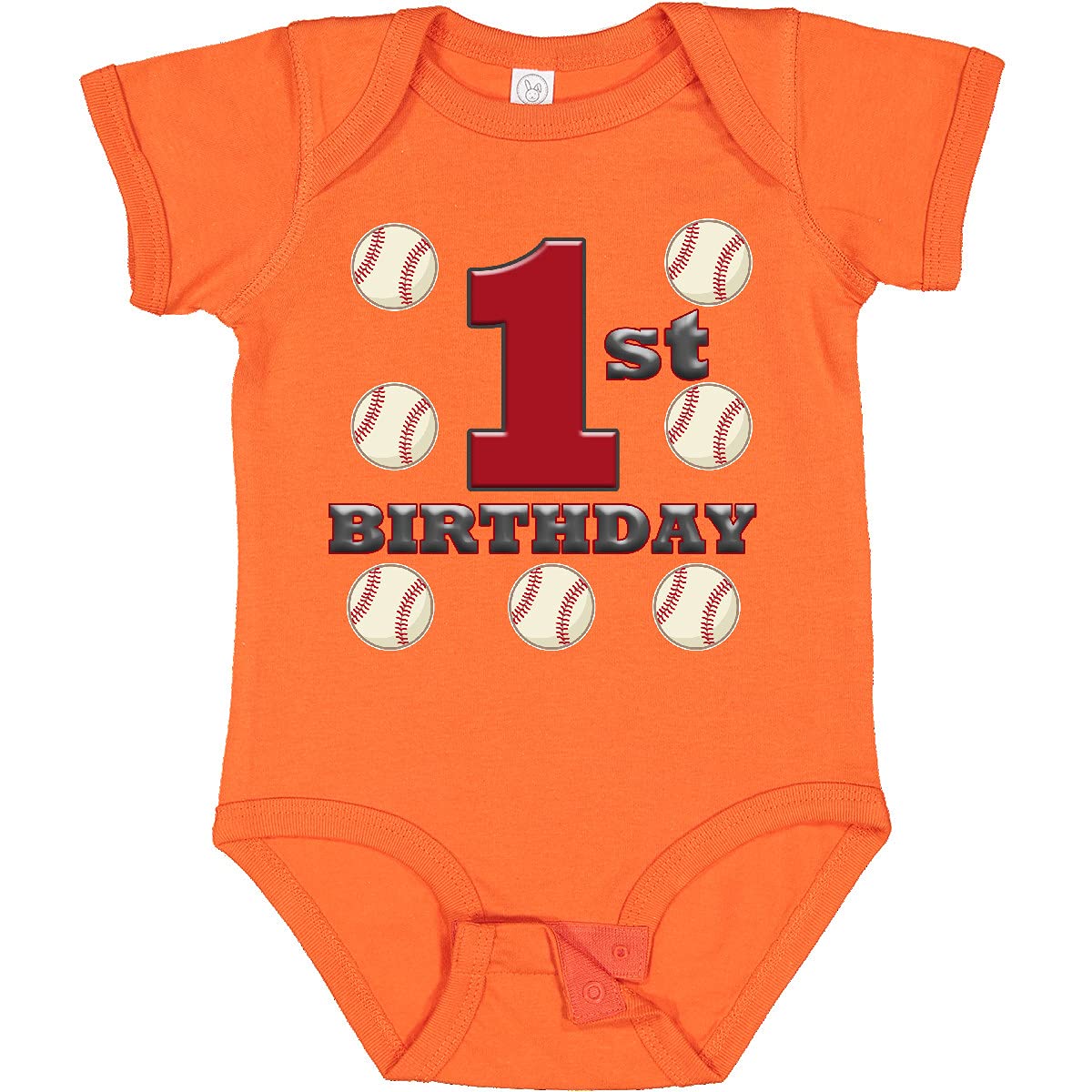 Inktastic First Birthday Baseball Baby Bodysuit - Cute 1st Birthday Outfit for Boys & Girls - Soft Cotton Baseball Theme Onesie for Birthday Parties & Photo Shoots