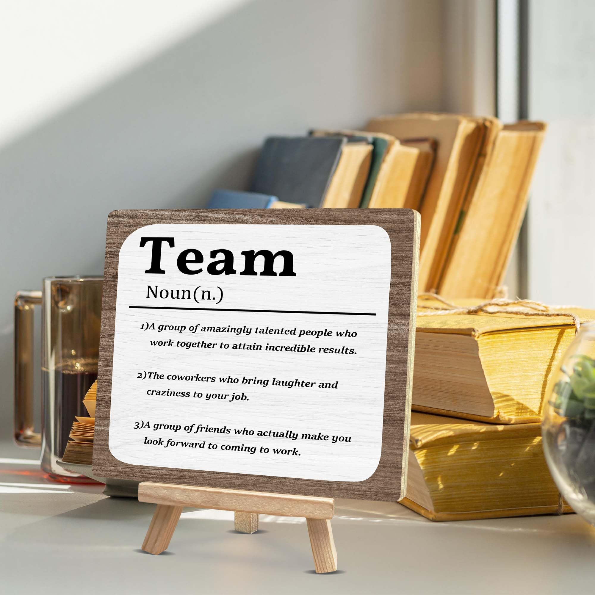 Motivational Wood Plaque with Easel - Inspirational Office Decor for Coworkers, Boss & Employees - Perfect Team Gift for Workplace, Desk & Home Decor - D03