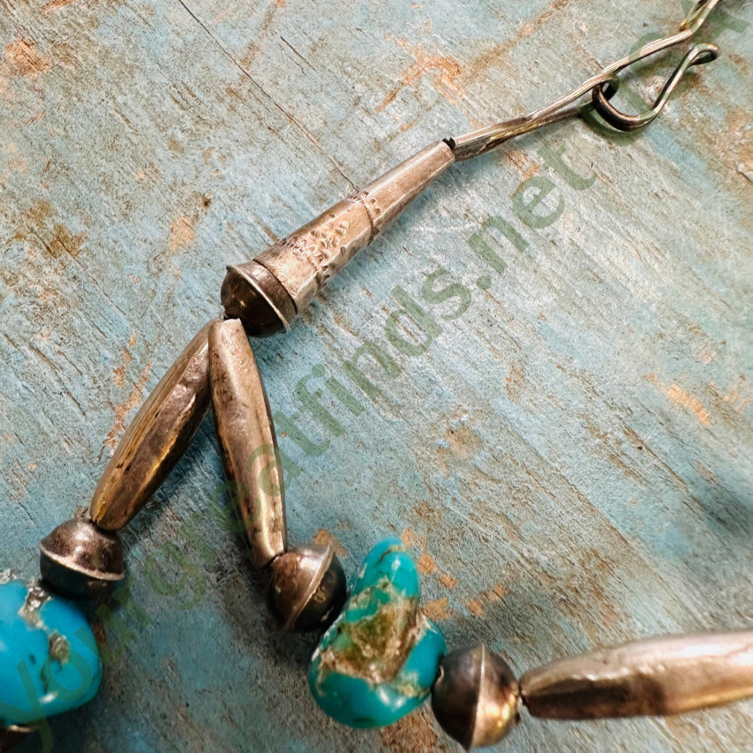 Vintage Double Strand Turquoise Navajo Bench Bead Necklace for Women | Handmade Native American Jewelry | Perfect for Boho Fashion, Weddings & Special Occasions