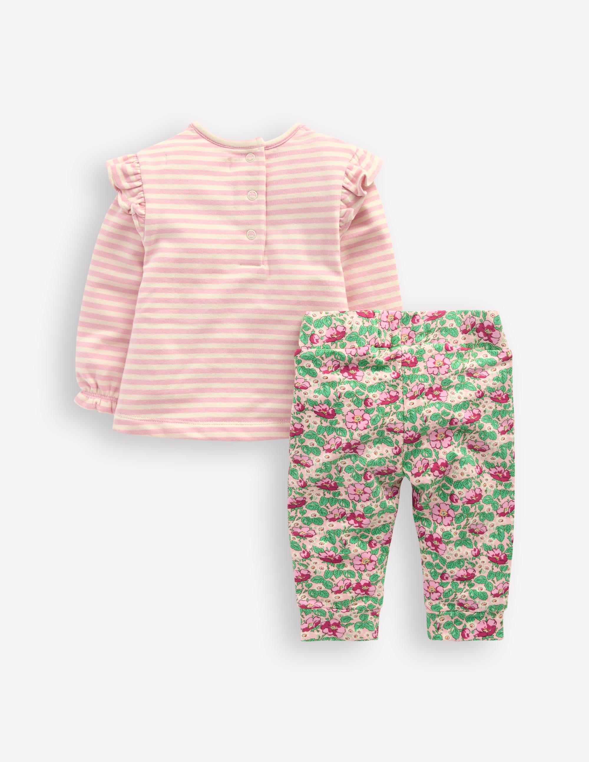 Appliqué Jersey Play Set for Baby Girls - Almond Pink & Soft Ivory | Soft & Comfortable Outfit for Playtime, Daycare & Special Occasions