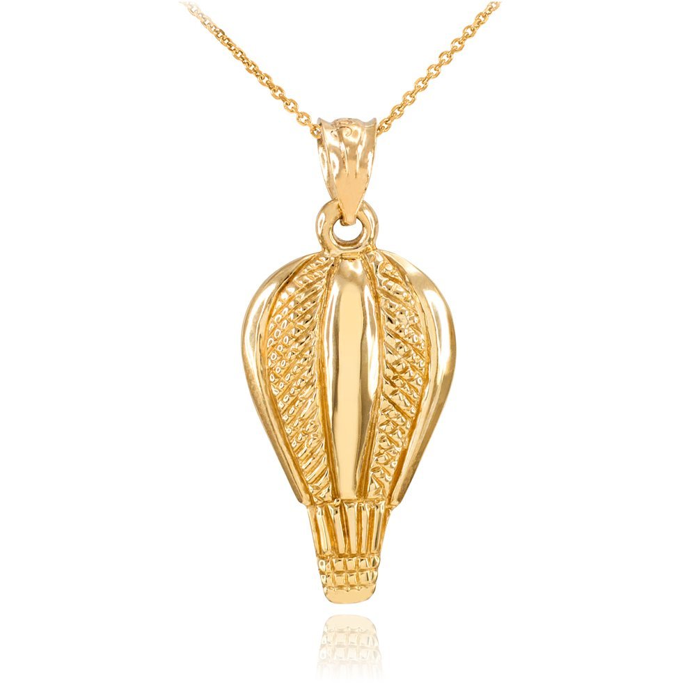 10K Yellow Gold Hot Air Balloon Pendant Necklace for Women - Dainty Jewelry Gift for Birthday, Anniversary & Travel Lovers - Perfect for Everyday Wear & Special Occasions