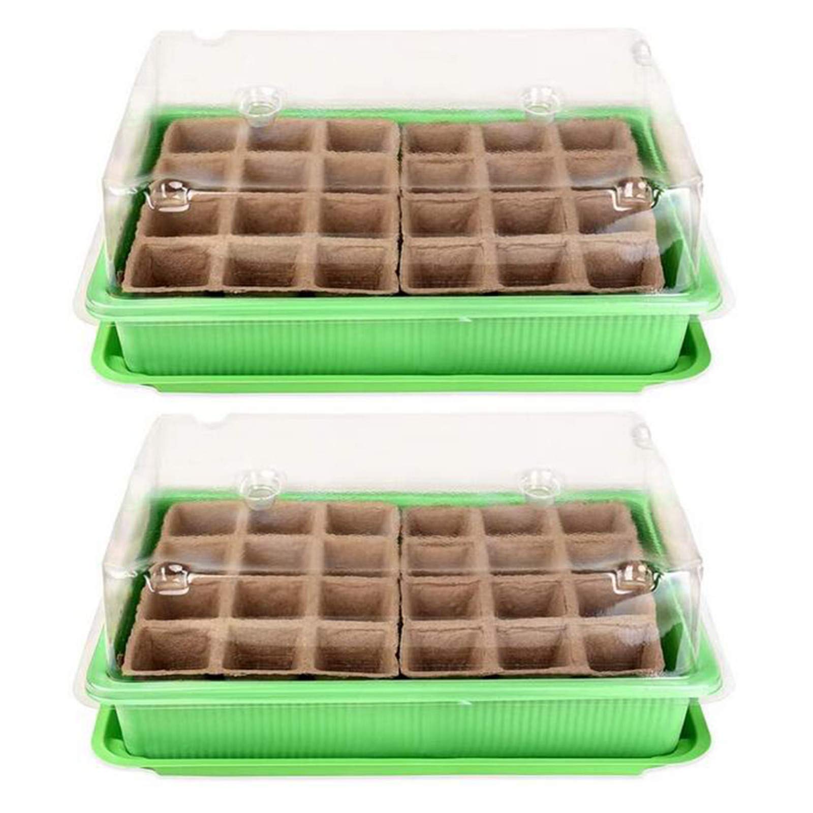Yiser 24-Cell Seed Starter Tray with Breathable Lids - Plastic Plant Nursery Pots for Herbs, Vegetables & Flowers - Ideal for Indoor Gardening, Greenhouse & Hydroponics (Green, Standard Size)