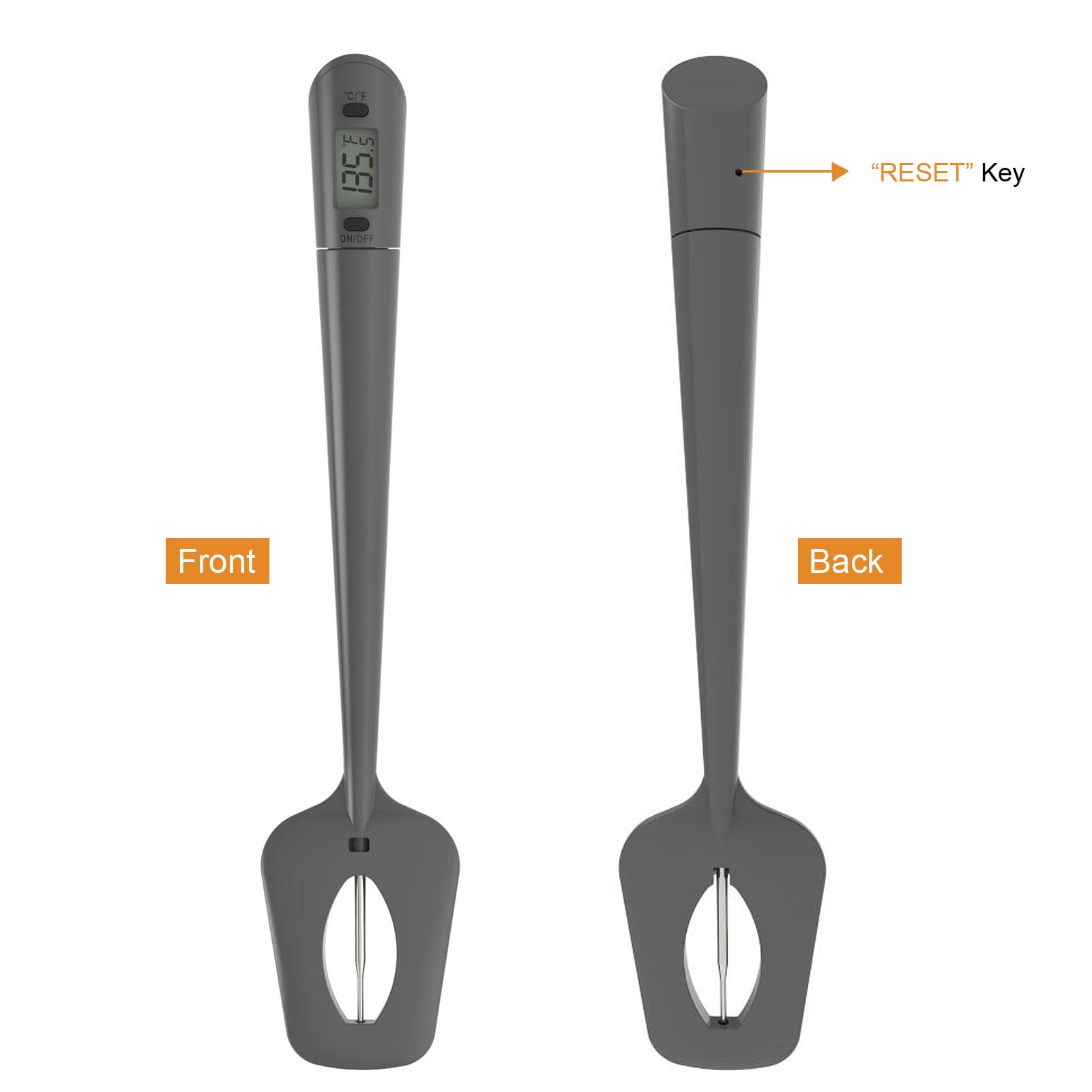 Efeng Silicone Candy Thermometer Spatula with Pot Clip - Built-in Digital Thermometer for Chocolate, Candy, Creams, Sauces, Jams & Meat Cooking - Perfect for Baking, Candy Making & Kitchen Use