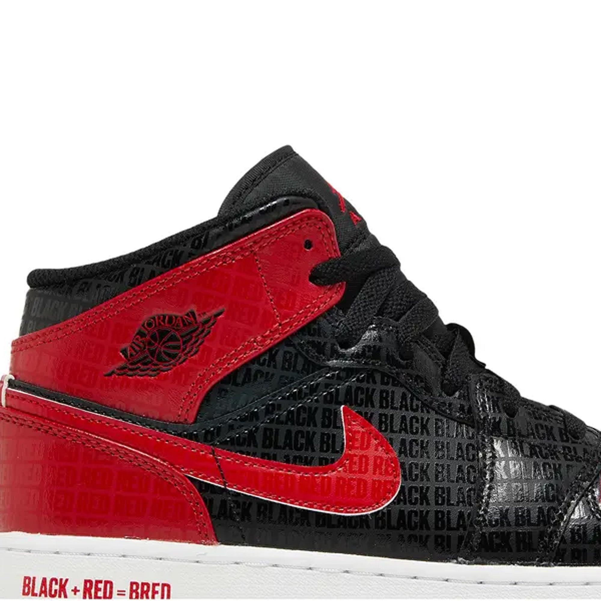 Air Jordan 1 Mid SS 'Bred Text' GS Sneakers for Girls (2022) - Stylish Basketball Shoes for School, Sports & Street Fashion