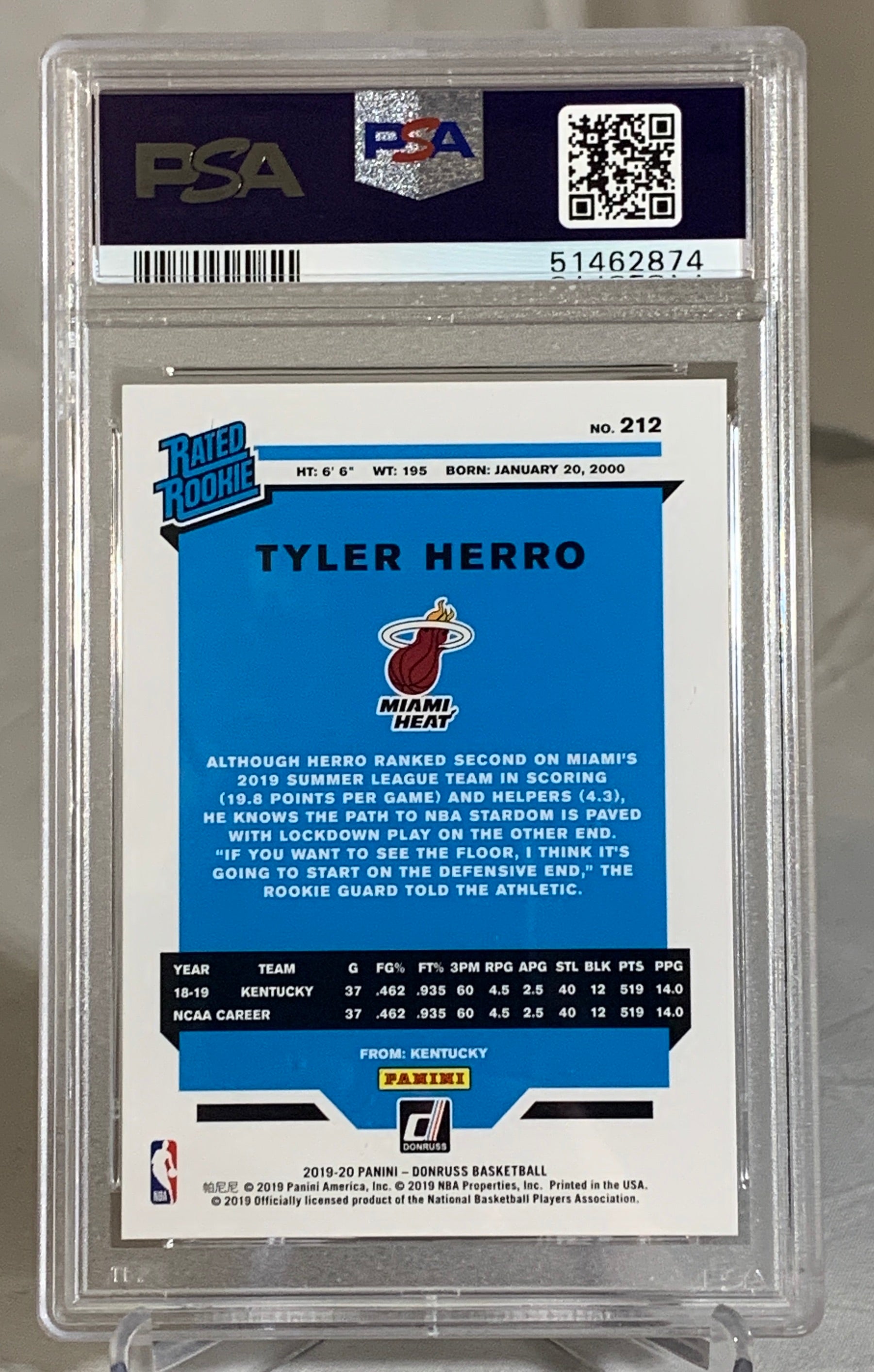 Tyler Herro 2019-20 Panini Donruss #212 NBA Rookie Card - Miami Heat - PSA 8 NM-MT (51462874) | Basketball Trading Card for Collectors & NBA Fans
