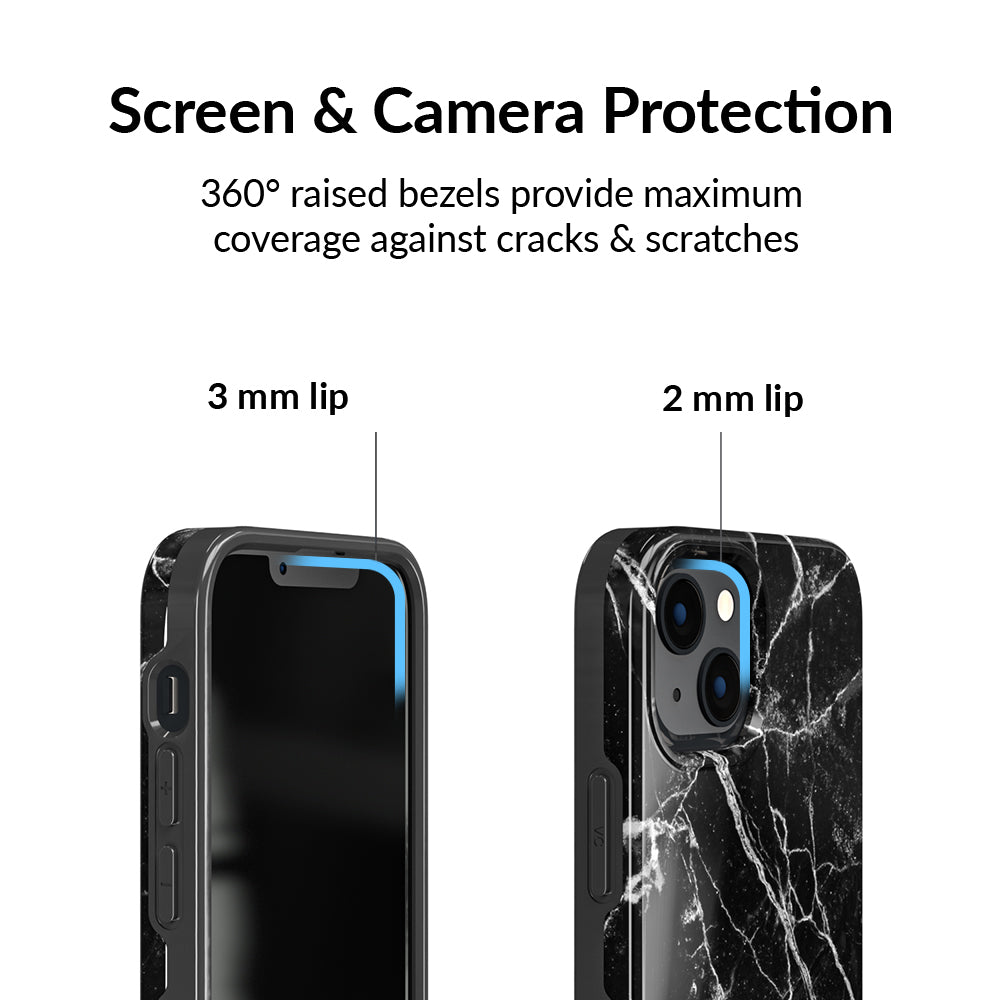 Premium Black Marble iPhone Case - Slim Protective Cover with Anti-Slip Grip | Perfect for Work, Travel & Everyday Use