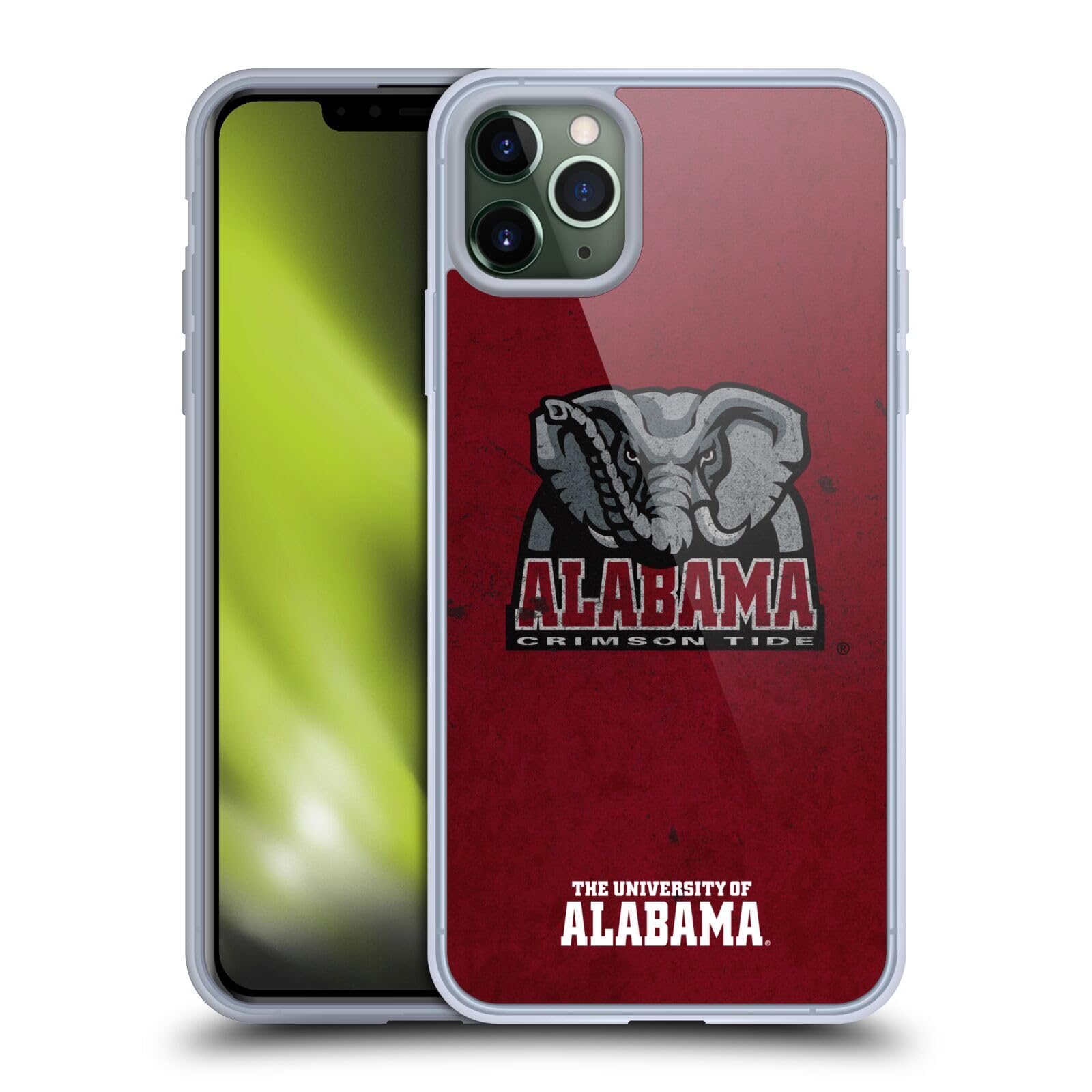 Officially Licensed University of Alabama UA Distressed Look Soft Gel Case for Apple iPhone 11 Pro Max - Durable Protective Phone Cover for College Fans, Game Day & Everyday Use
