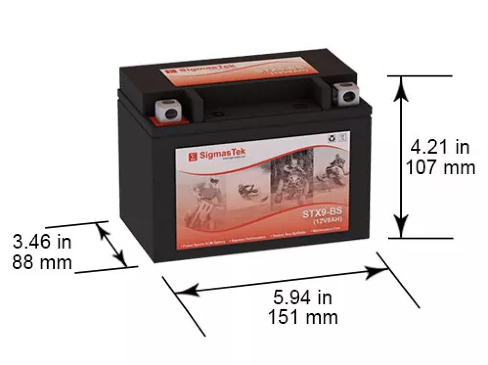 High-Performance SigmasTek 9-BS Motorcycle Replacement Battery for Chrome Battery - Perfect for Harley, Honda & Yamaha Bikes (Long-Lasting Power for Road Trips & Daily Commutes)