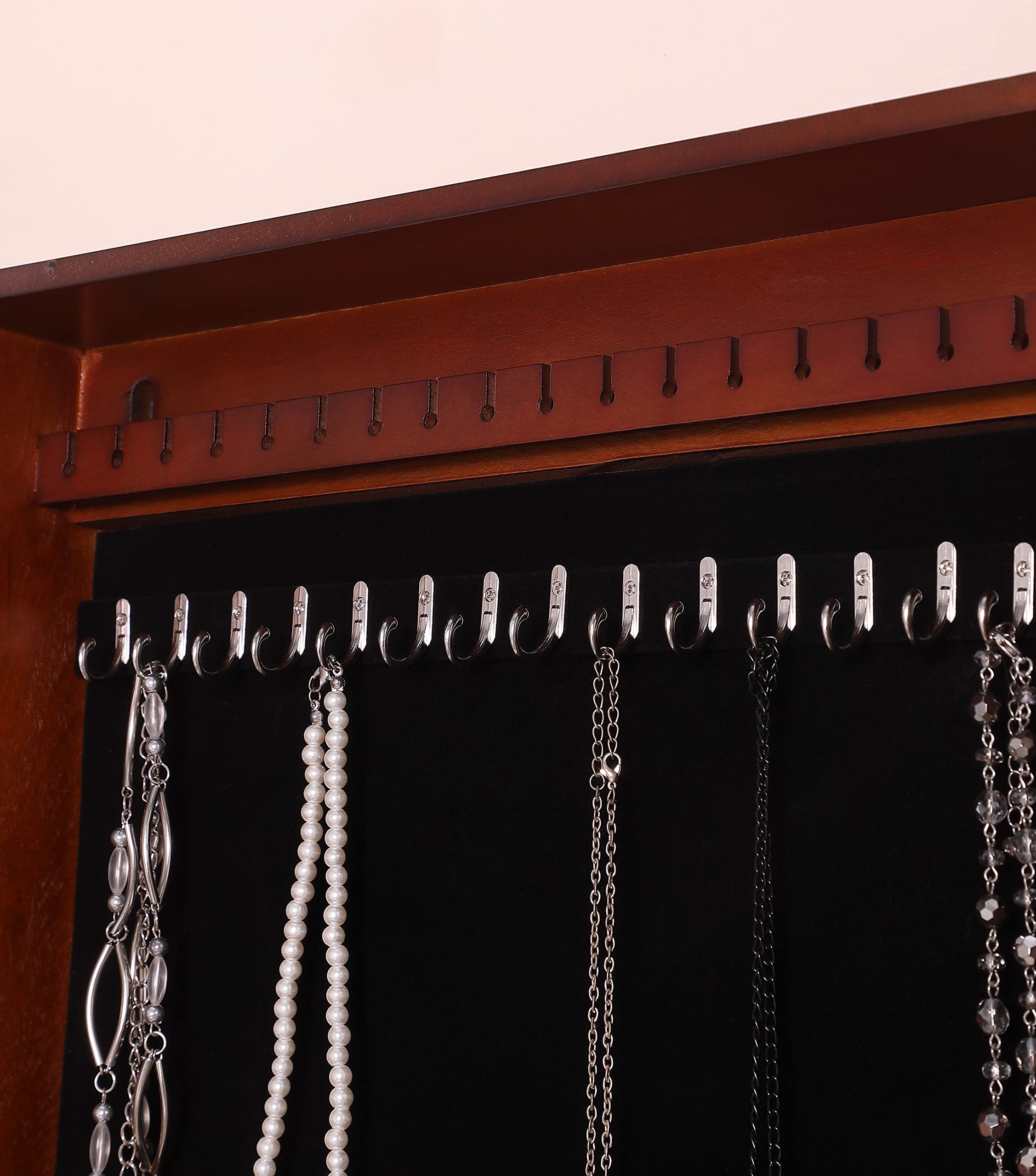 Proman Products Bellissimo Collection Jewelry Armoire - Mahogany Wood Jewelry Organizer with Mirror | Perfect for Bedroom, Closet & Gift Giving