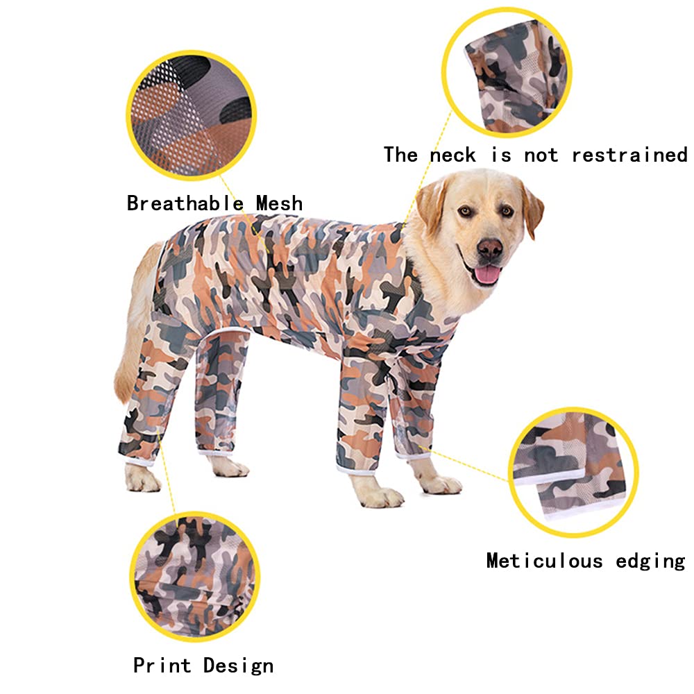**Camouflage Cooling Dog Pajamas – Sunscreen Anti-Hair Onesie Shirt for Medium & Large Dogs (30# Red) – Perfect for Summer Walks & Indoor Lounging**