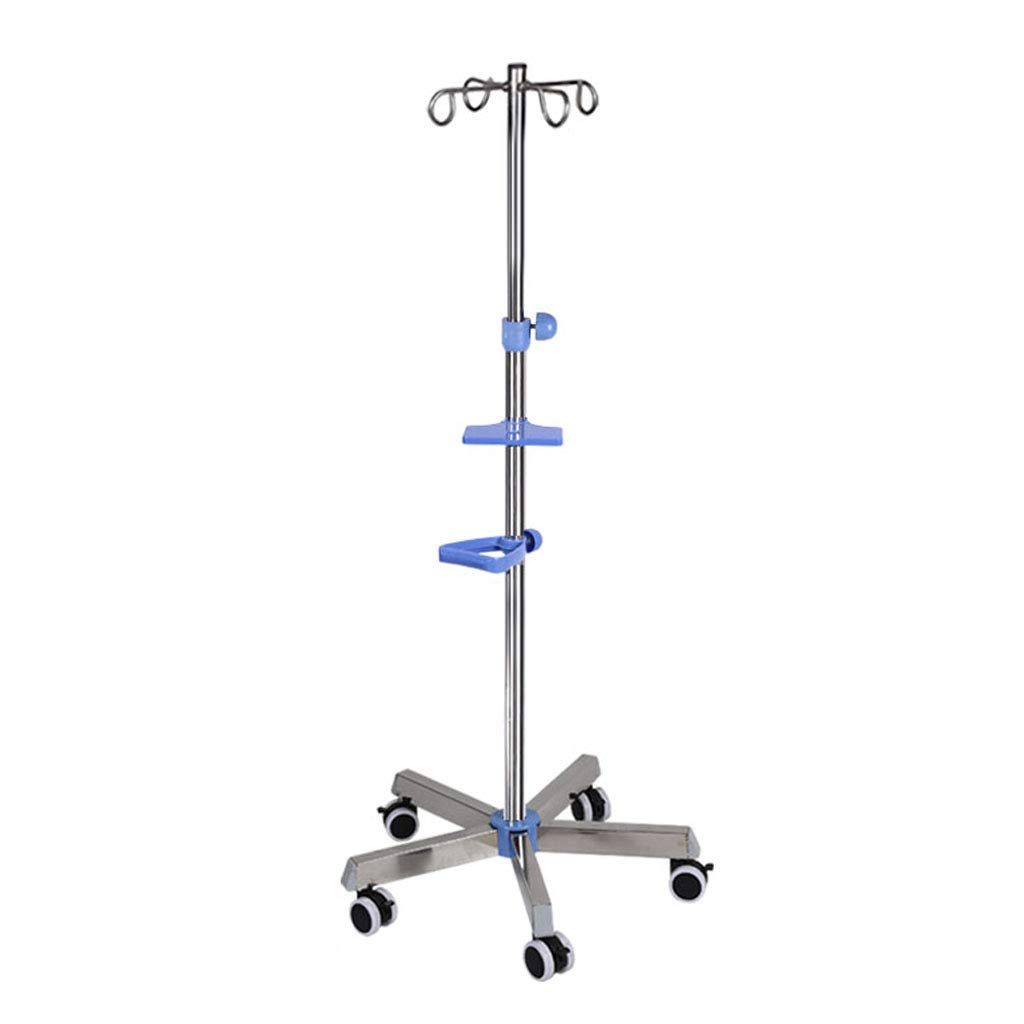 IV Pole Stand with Wheels - Adjustable Mobile IV Drip Stand with Storage Tray, 4 Hooks & Swivel Casters (Includes Armrest & Storage Basket) - Perfect for Home Care, Hospitals & Nursing Facilities