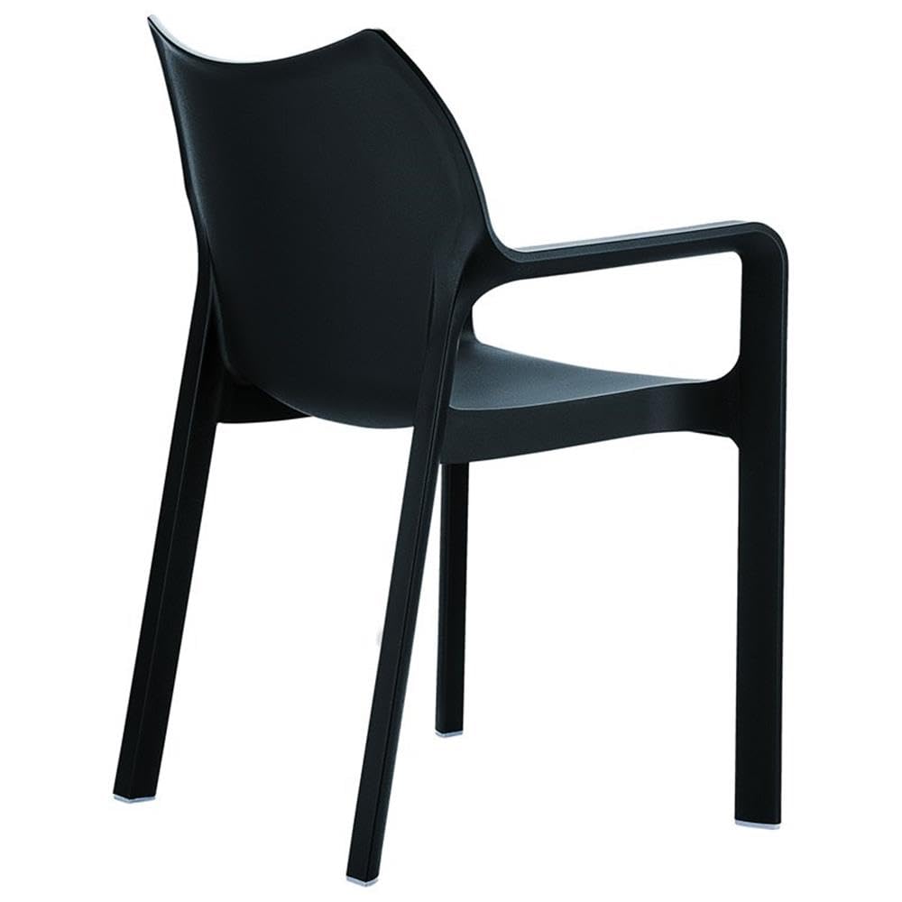 Premium Black Resin Outdoor Patio Dining Arm Chairs (Set of 4) - Weather-Resistant, Durable & Stylish for Backyard, Garden, Poolside or Deck Seating