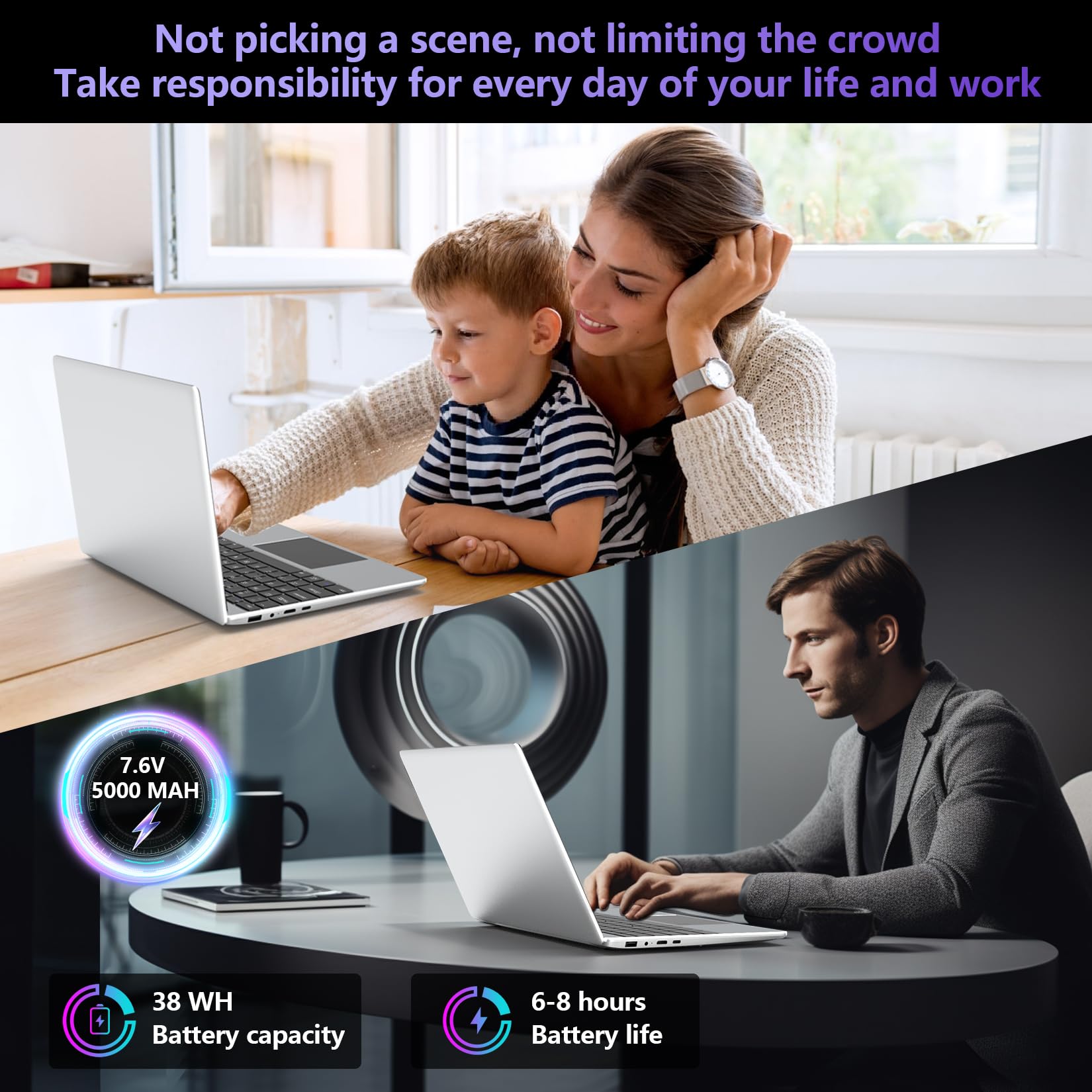 ANTEMPER 2025 14.1 Inch Windows 11 Laptop - Intel Celeron N4020C, 8GB RAM, 512GB SSD, Full HD 1080P Display, USB 3.0, Type-C, Webcam, 5000mAh Battery (Gray) - Perfect for Office Work, Online Learning & Home Use