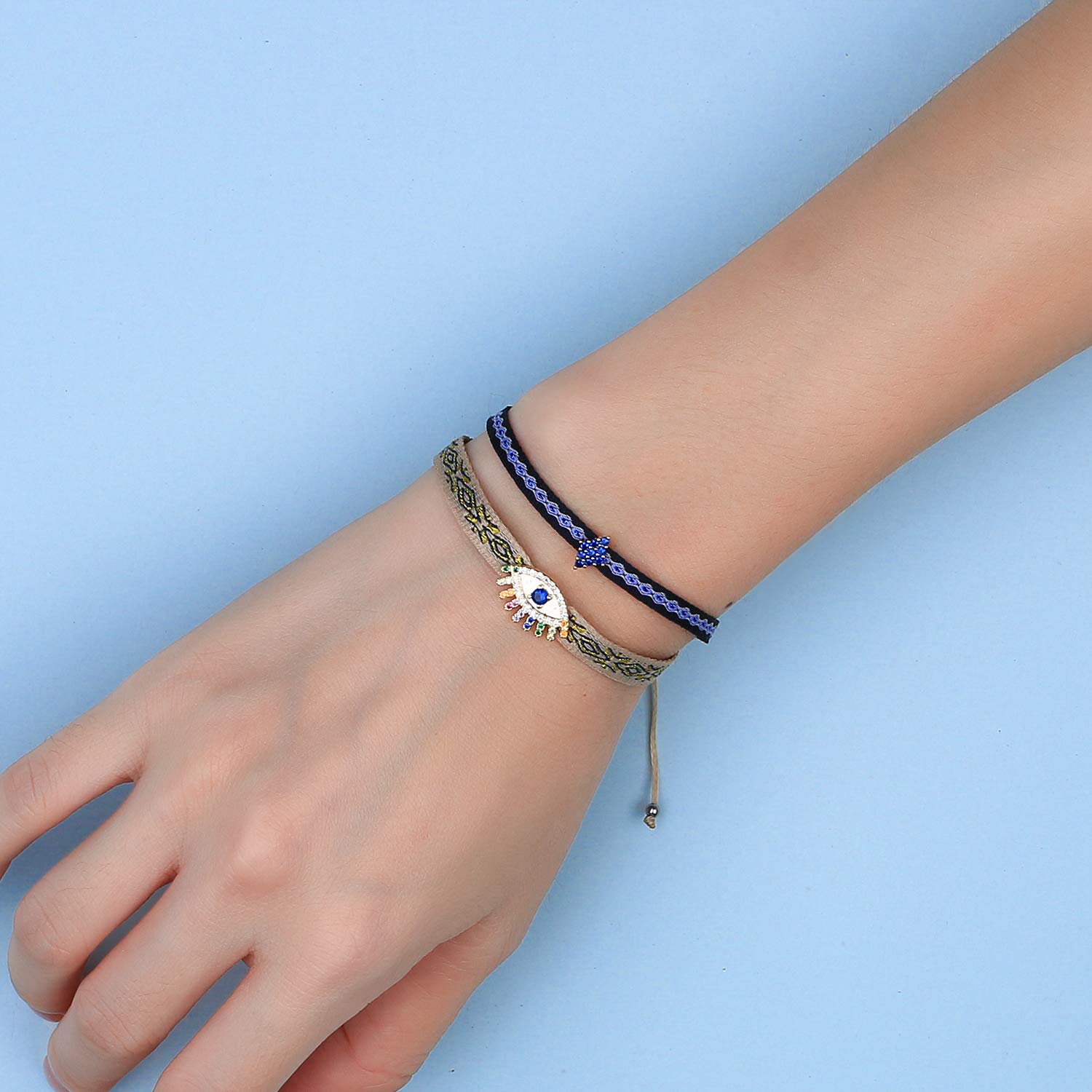 KELITCH Women's Adjustable Friendship Bracelets with Star Charm - Colorful Silk Rope Stackable Bracelets for Best Friends, Sisters & Gifts | Perfect for Everyday Wear, Parties & Special Occasions